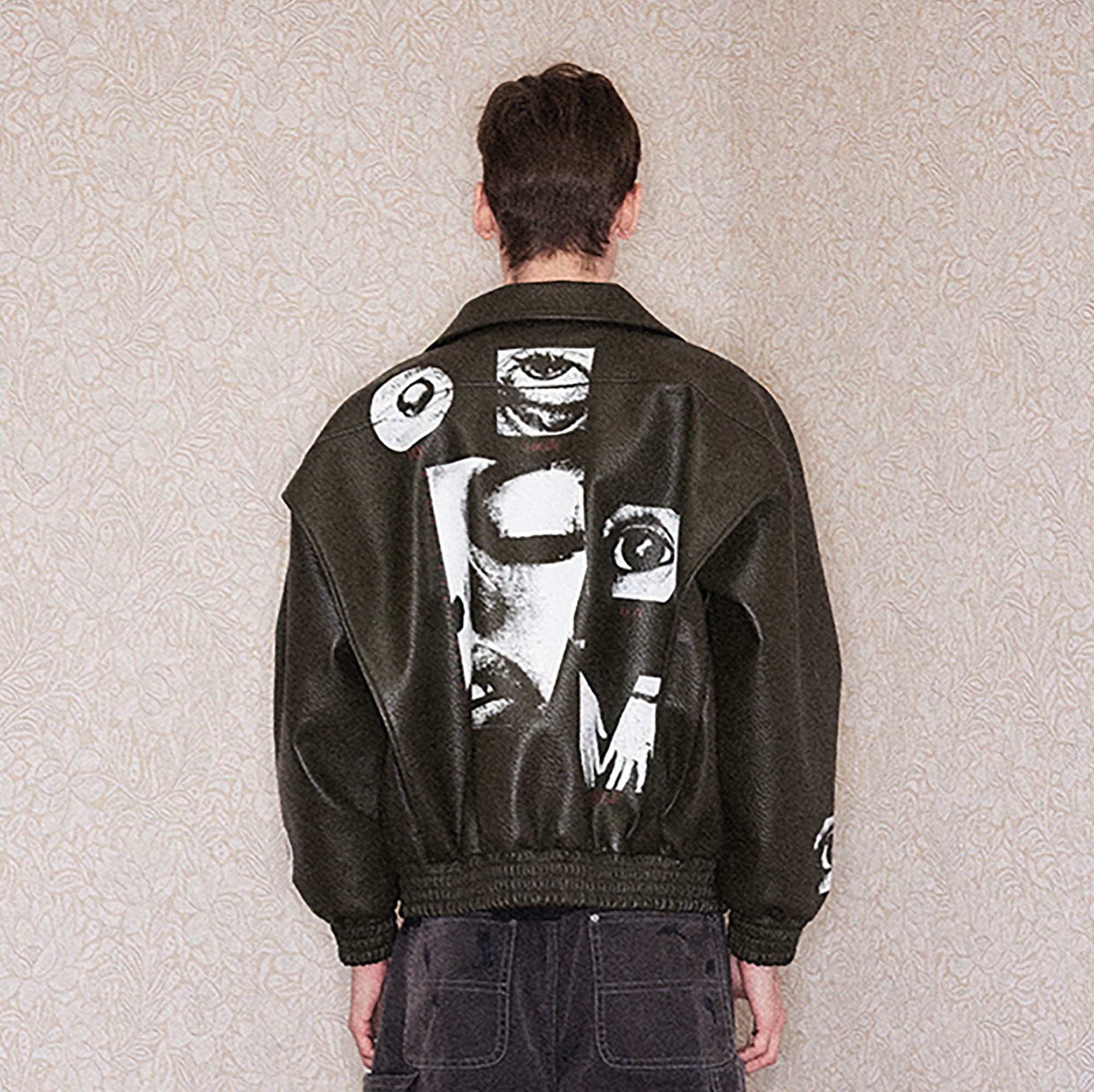 RICHILL My Smile is A Rifle Faux Leather Jacket, premium urban and streetwear designers apparel on PROJECTISR.com, RICHILL