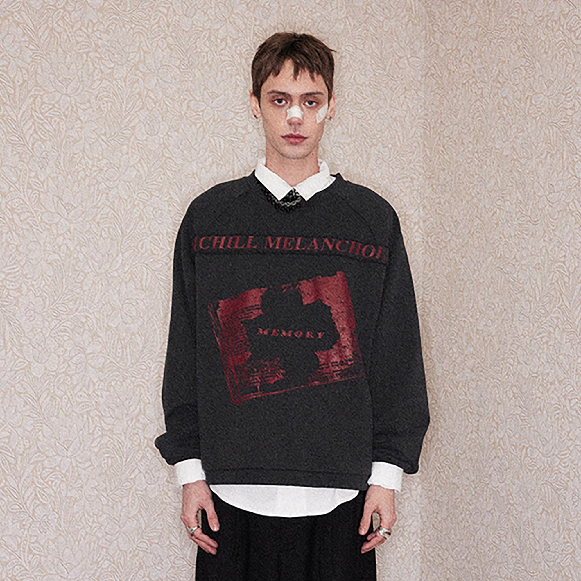 RICHILL Paneled Graphic Print Raglan Sweatshirt, premium urban and streetwear designers apparel on PROJECTISR.com, RICHILL