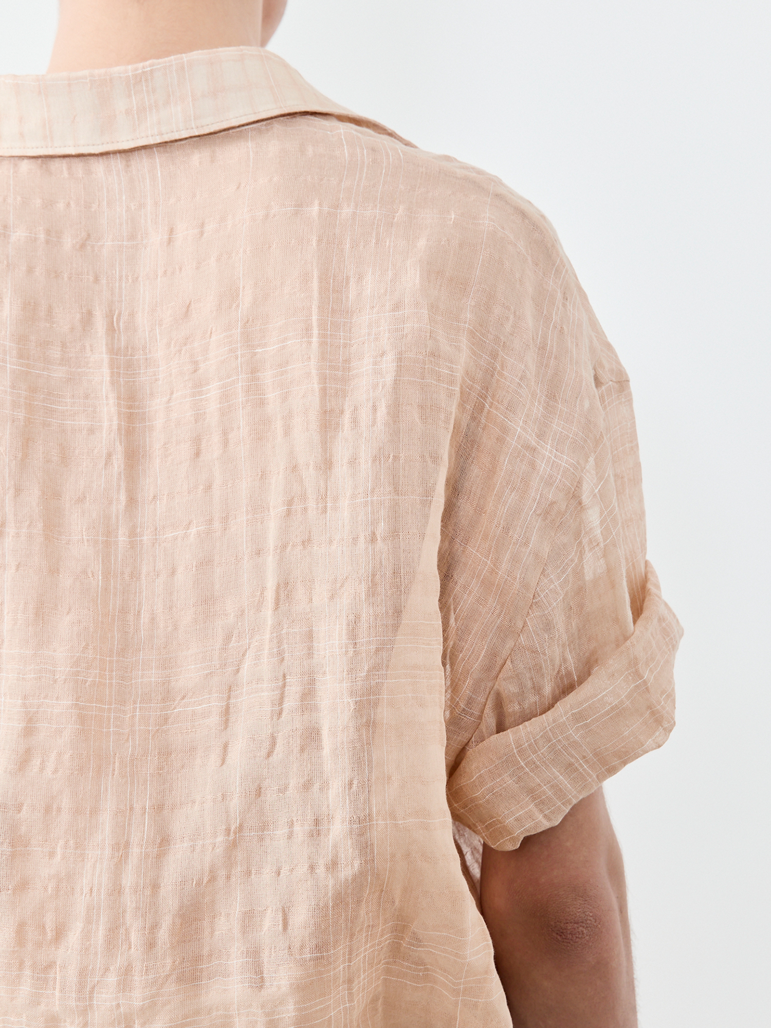 GRAINMUSTARD Linen-Cotton Plaid Half Shirt, premium urban and streetwear designers apparel on PROJECTISR.com, GRAINMUSTARD