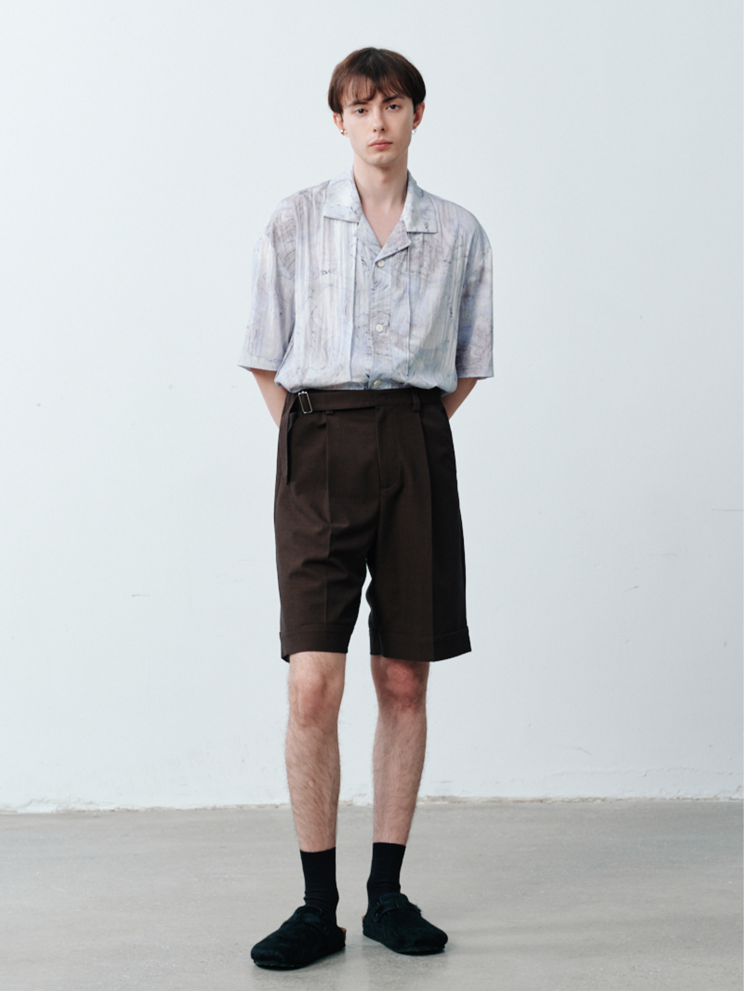 GRAINMUSTARD Pleated Linen-Blend Belt Tailored Shorts
