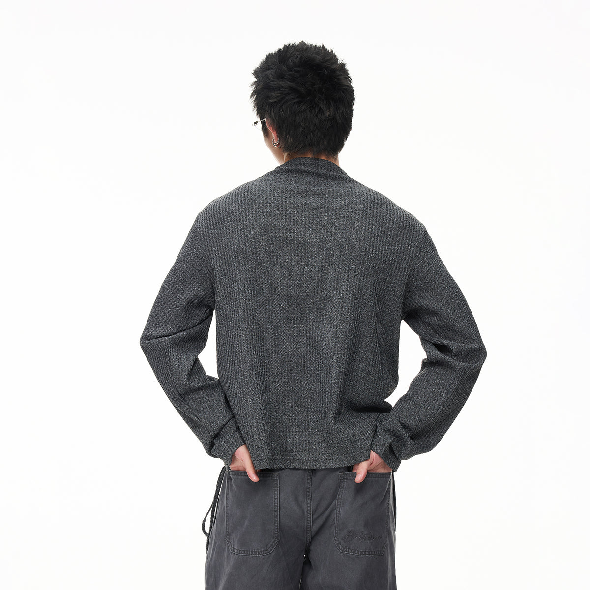 BOTANICA Drawstring Mock-Neck Long-Sleeve Tee