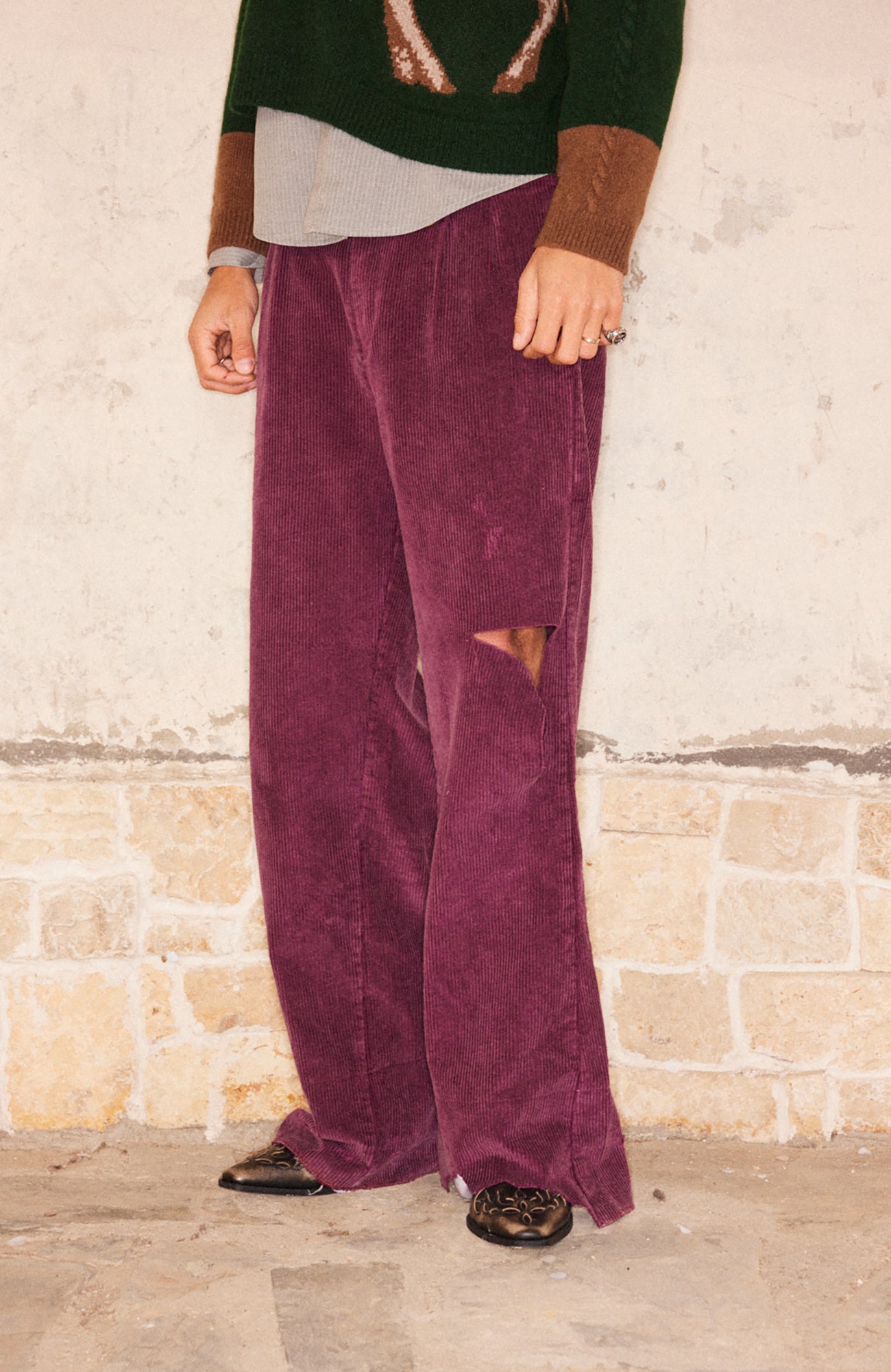 RICHILL Corduroy Raw Hem Wide-Leg Trousers, premium urban and streetwear designers apparel on PROJECTISR.com, RICHILL