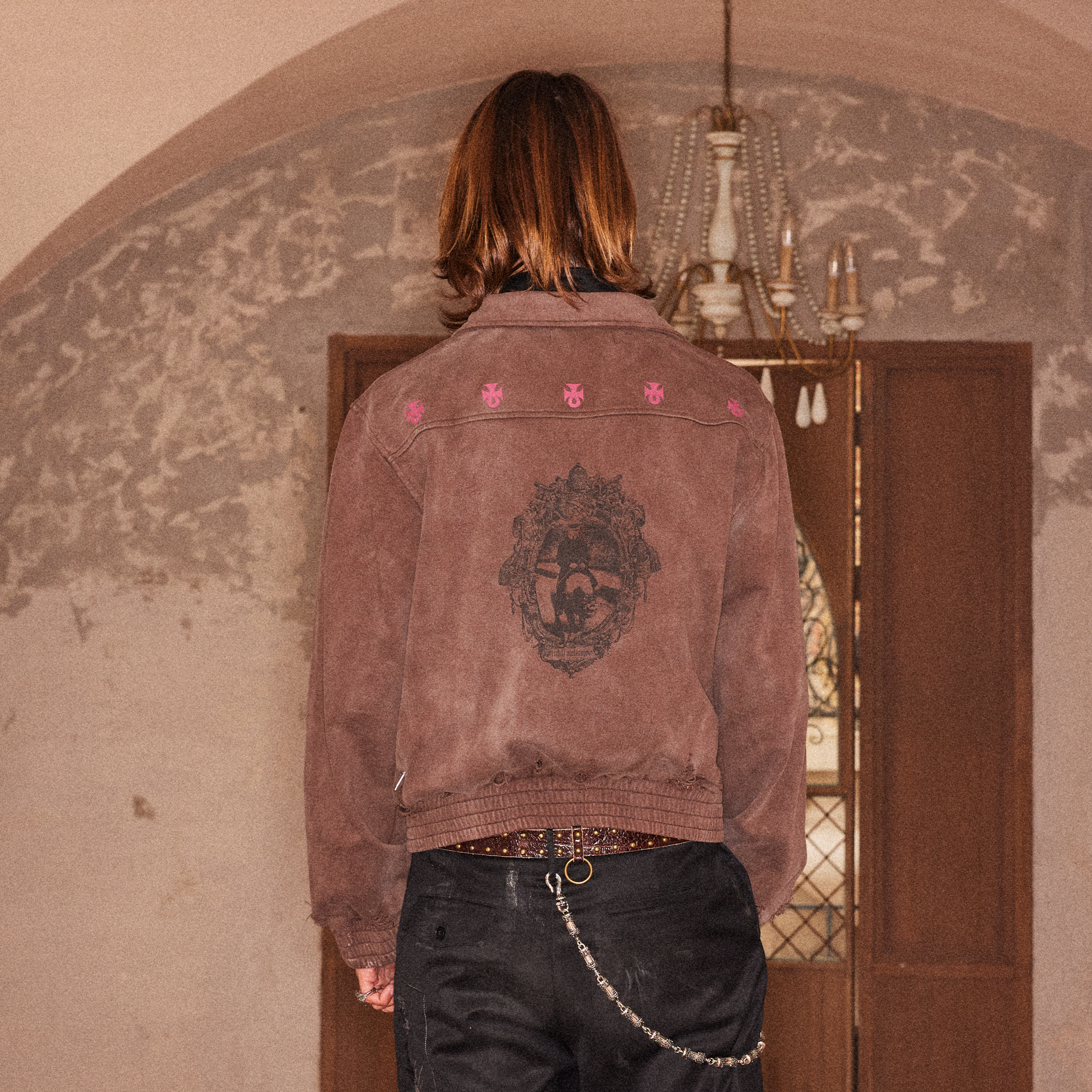 RICHILL Washed Patch Graphic Collar Jacket, premium urban and streetwear designers apparel on PROJECTISR.com, RICHILL