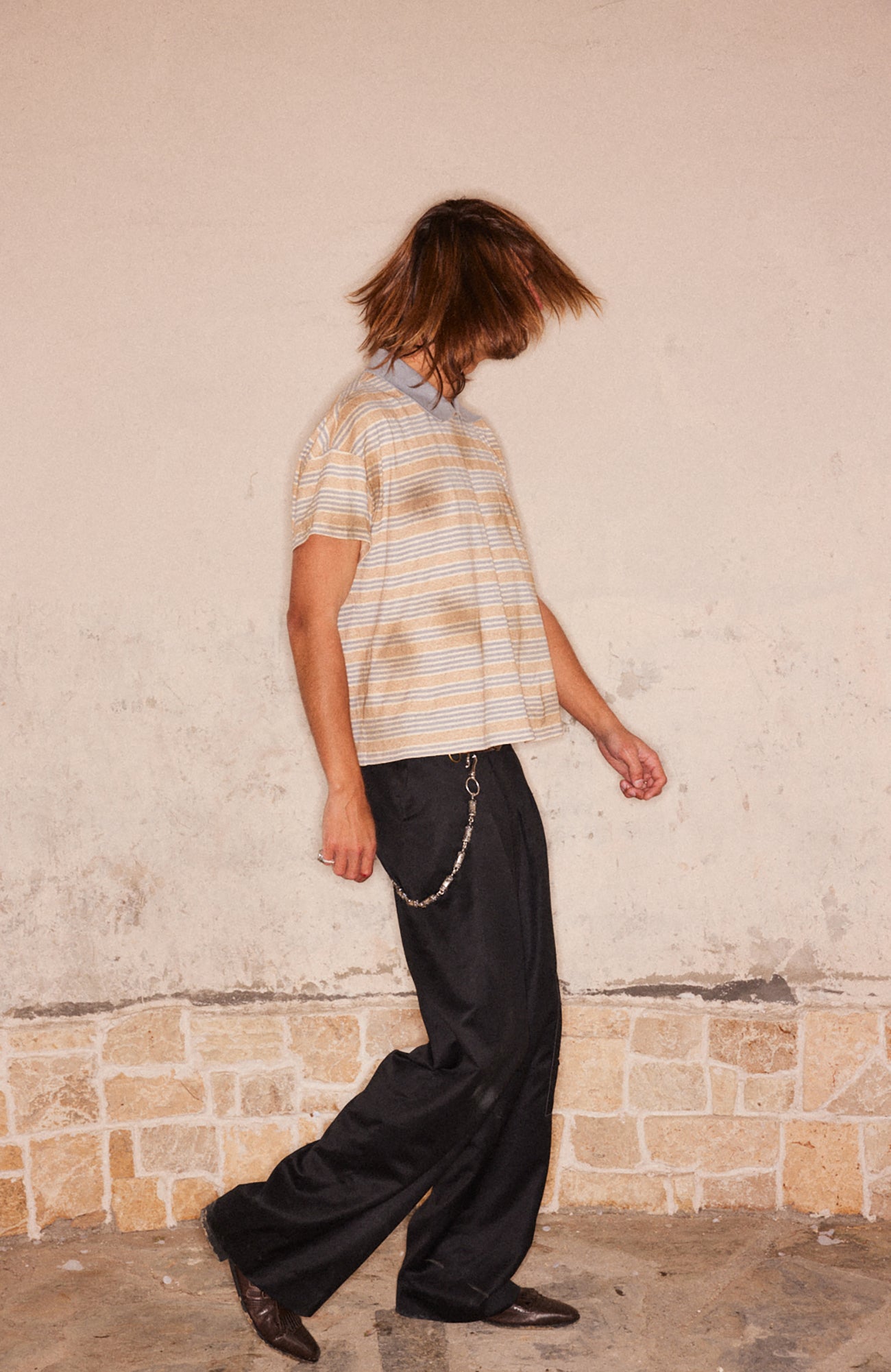 RICHILL Retro Washed Striped Polo Tee, premium urban and streetwear designers apparel on PROJECTISR.com, RICHILL