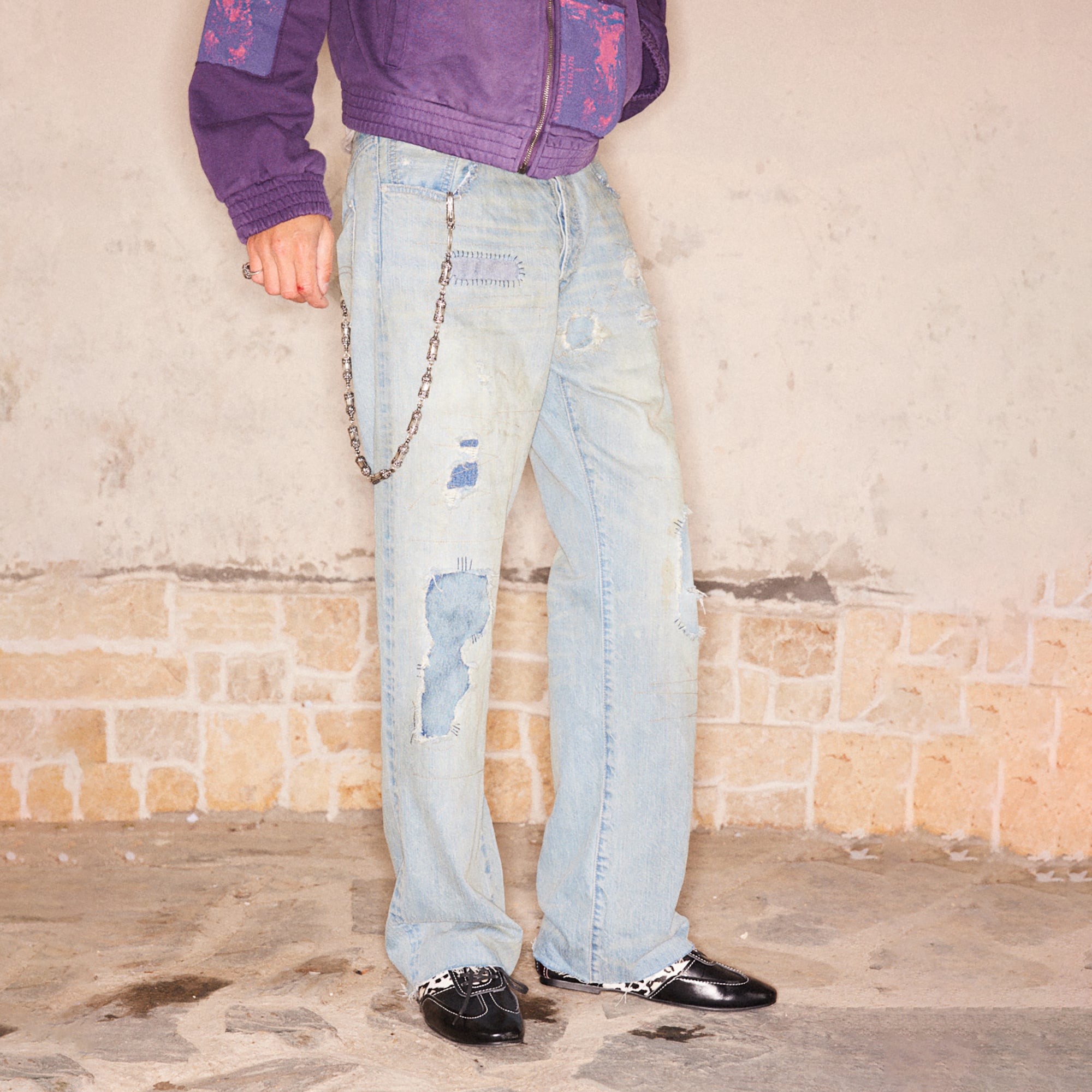 RICHILL Distressed Paneled Washed Straight-Leg Jeans, premium urban and streetwear designers apparel on PROJECTISR.com, RICHILL