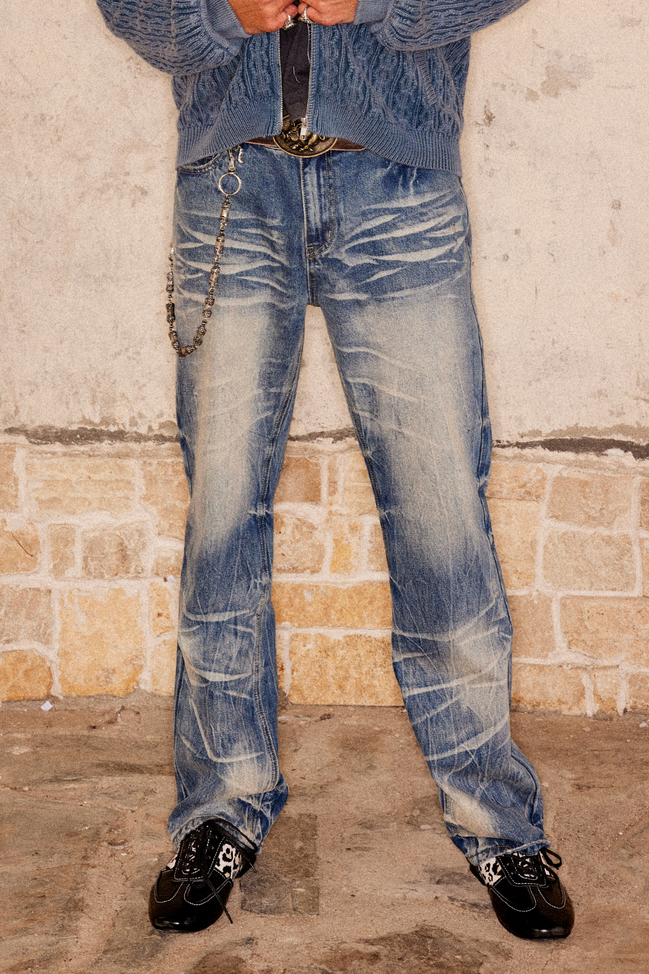 RICHILL Wash-Whisker Distressed Straight-Leg Jeans, premium urban and streetwear designers apparel on PROJECTISR.com, RICHILL