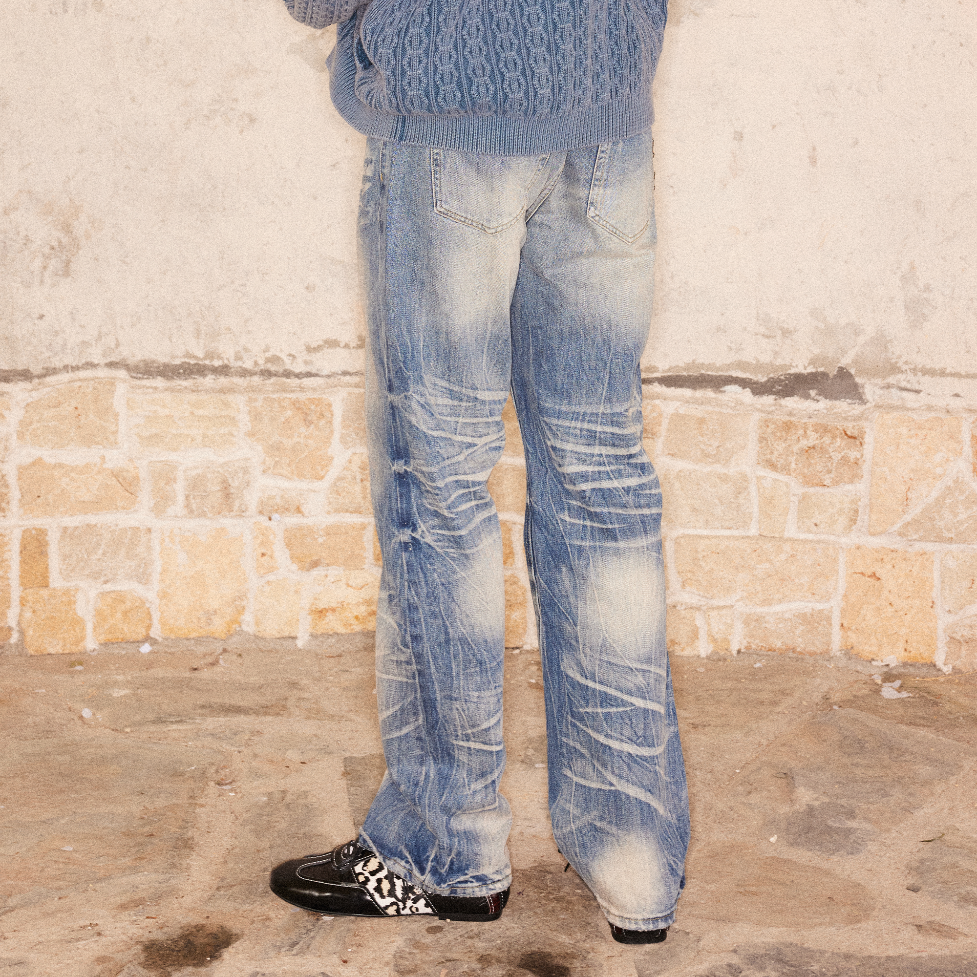 RICHILL Wash-Whisker Distressed Straight-Leg Jeans, premium urban and streetwear designers apparel on PROJECTISR.com, RICHILL