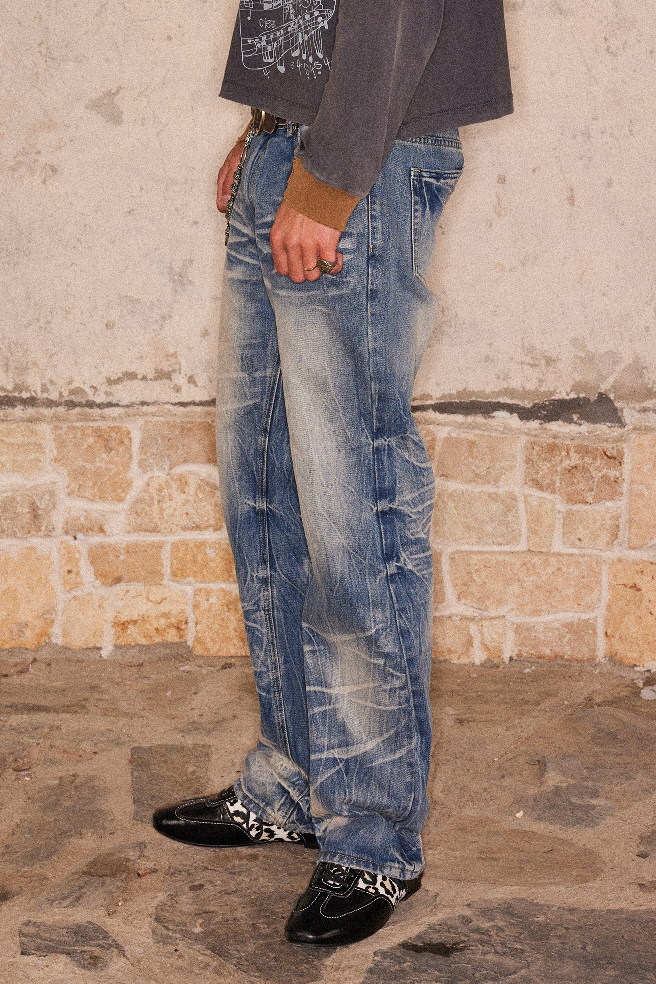 RICHILL Wash-Whisker Distressed Straight-Leg Jeans, premium urban and streetwear designers apparel on PROJECTISR.com, RICHILL