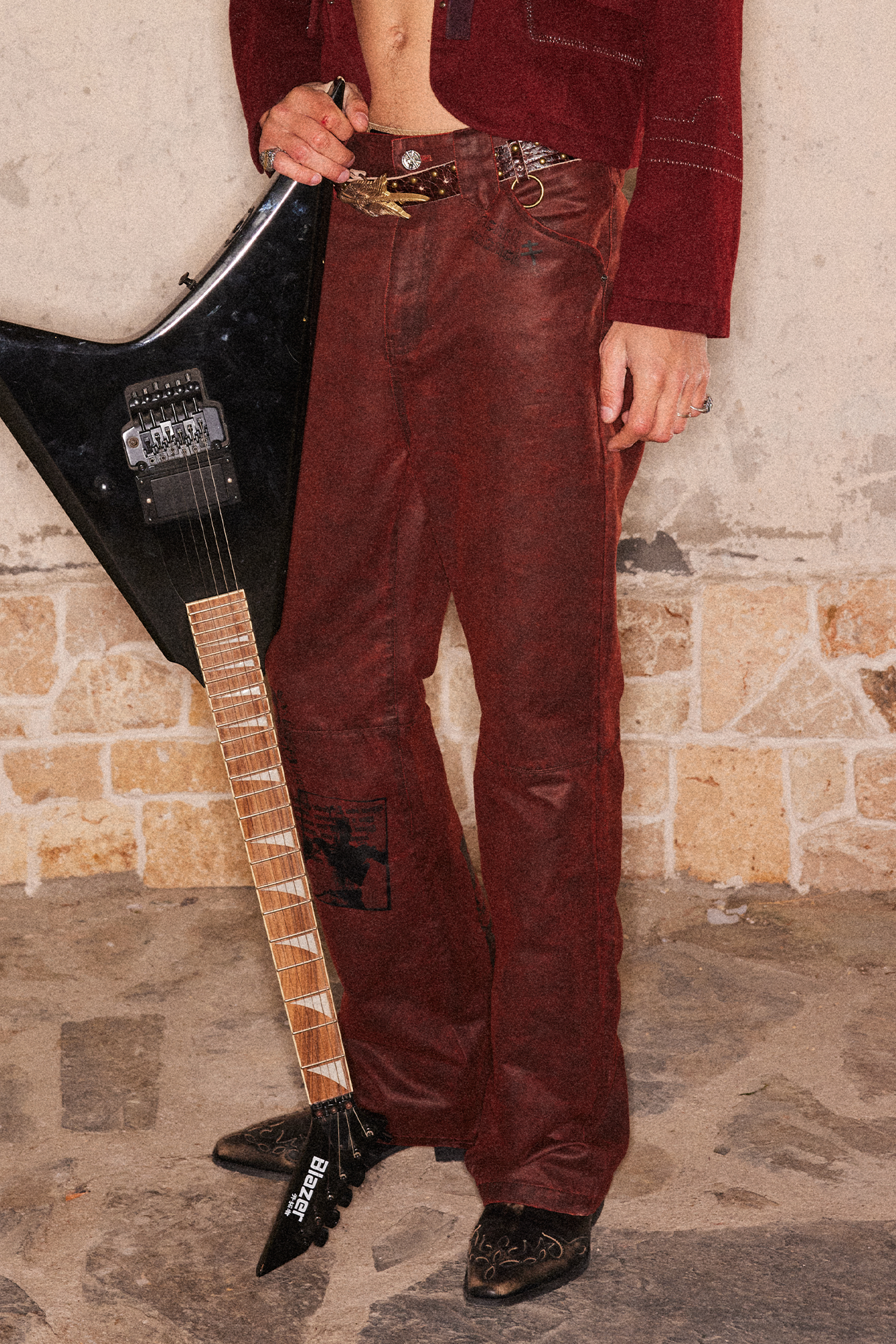 RICHILL Printed Coated Flared Pants, premium urban and streetwear designers apparel on PROJECTISR.com, RICHILL