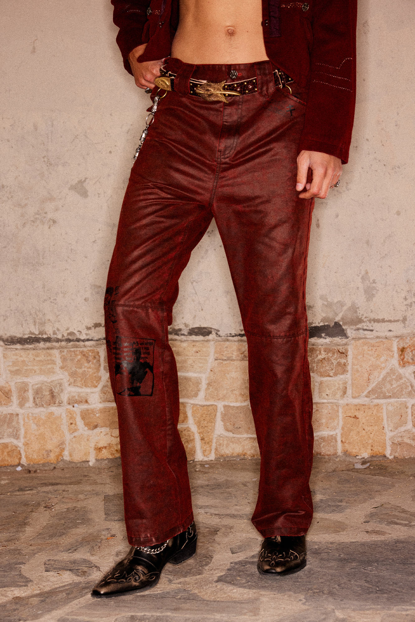 RICHILL Printed Coated Flared Pants, premium urban and streetwear designers apparel on PROJECTISR.com, RICHILL