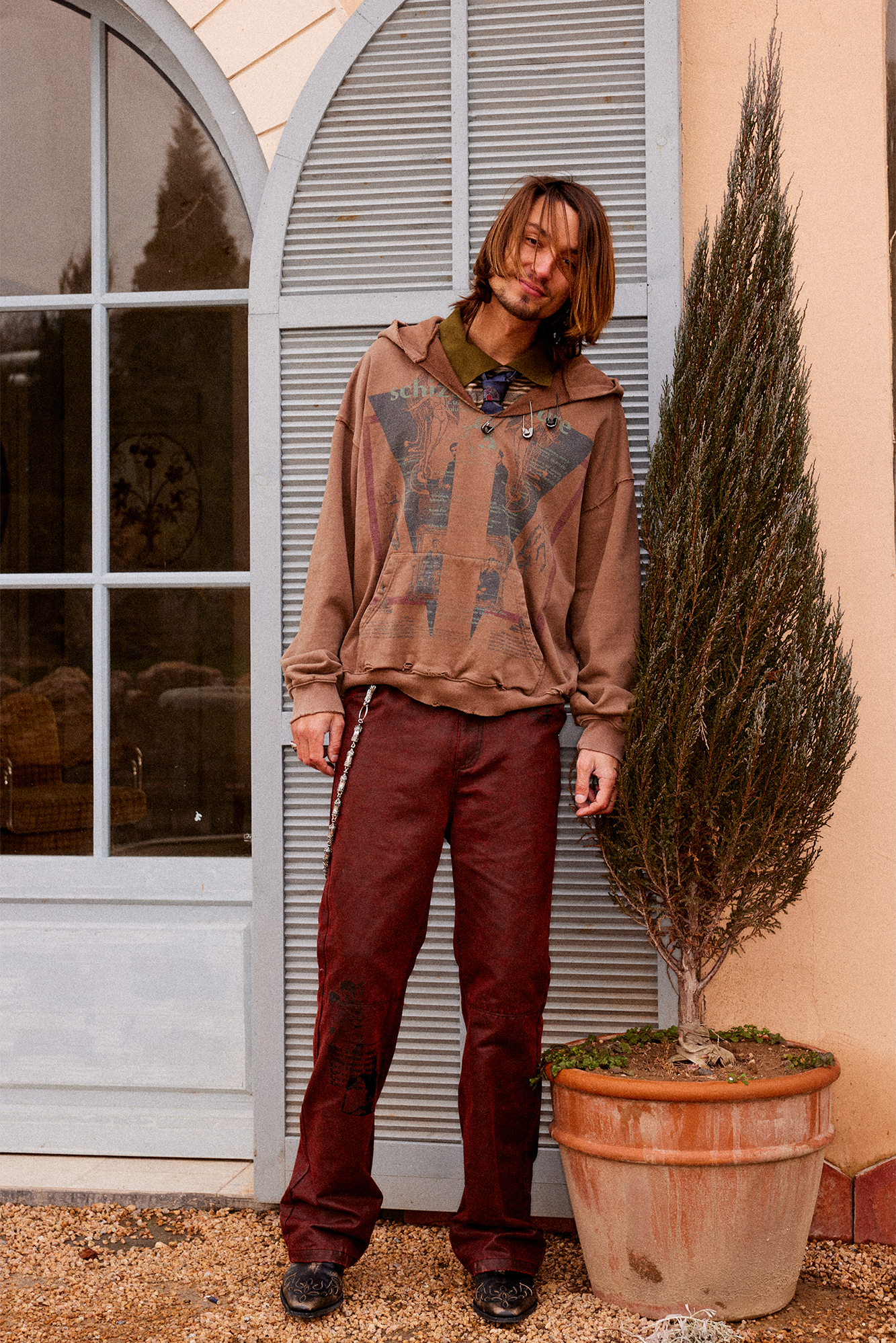 RICHILL Printed Coated Flared Pants, premium urban and streetwear designers apparel on PROJECTISR.com, RICHILL