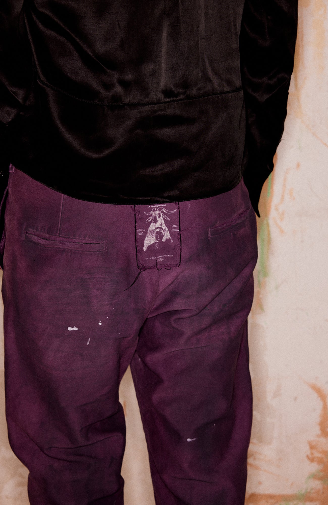 RICHILL Distressed Patchwork Moleskin Straight-Leg Pants, premium urban and streetwear designers apparel on PROJECTISR.com, RICHILL