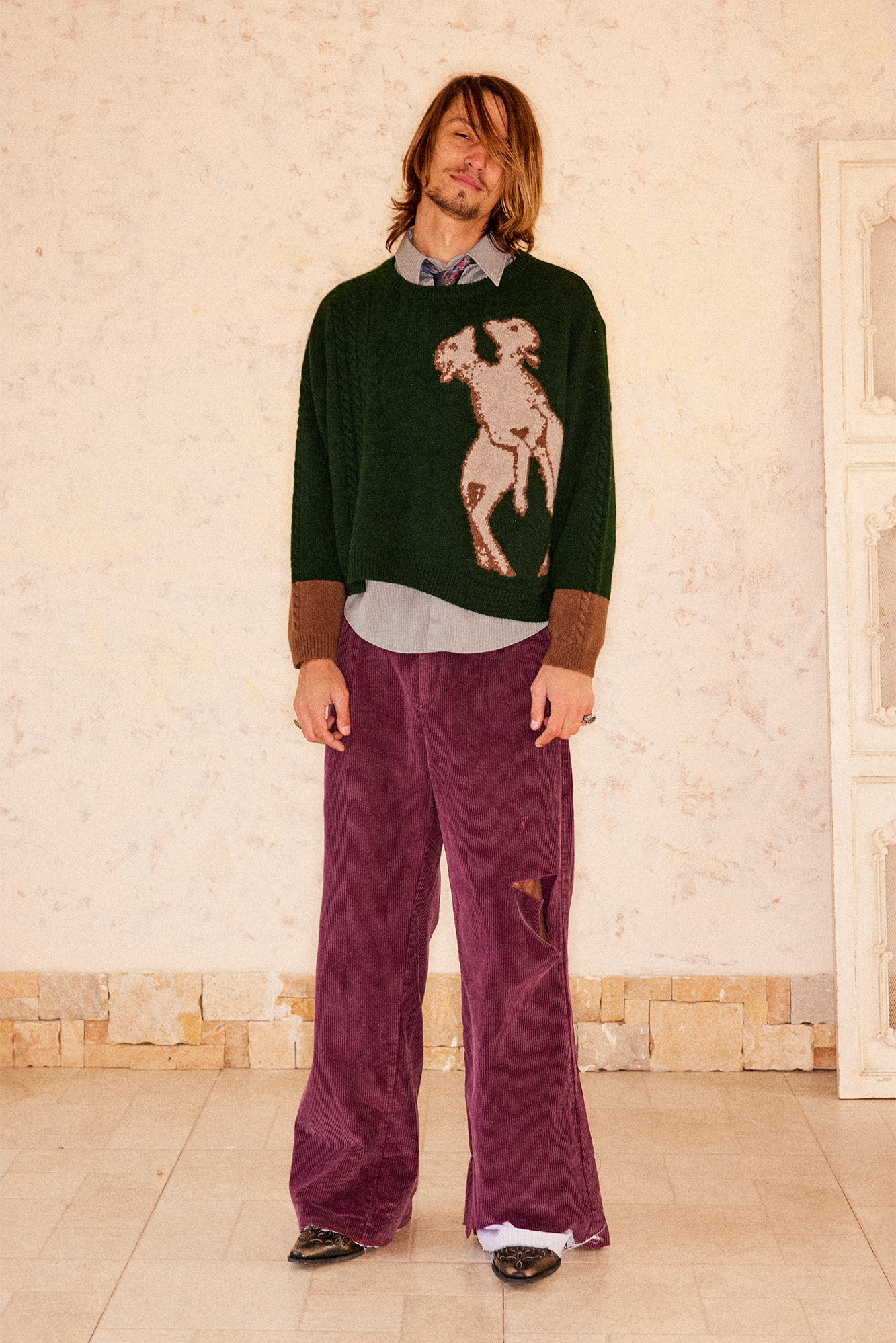 RICHILL Sheep Graphic Wool Crewneck Sweater, premium urban and streetwear designers apparel on PROJECTISR.com, RICHILL