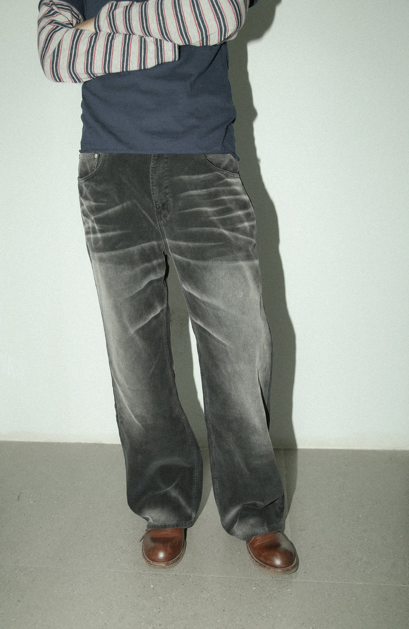 TRECLUB Washed Straight-Leg Corduroy Trousers, premium urban and streetwear designers apparel on PROJECTISR.com, TRECLUB
