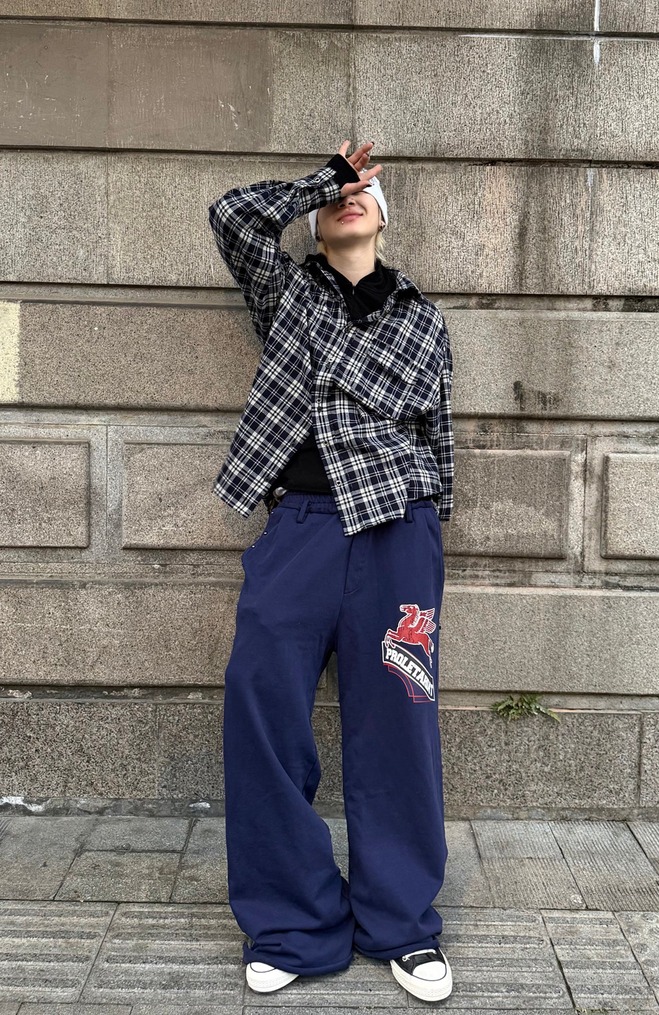 TRECLUB Washed Graphic Wide-Leg Sweatpants, premium urban and streetwear designers apparel on PROJECTISR.com, TRECLUB