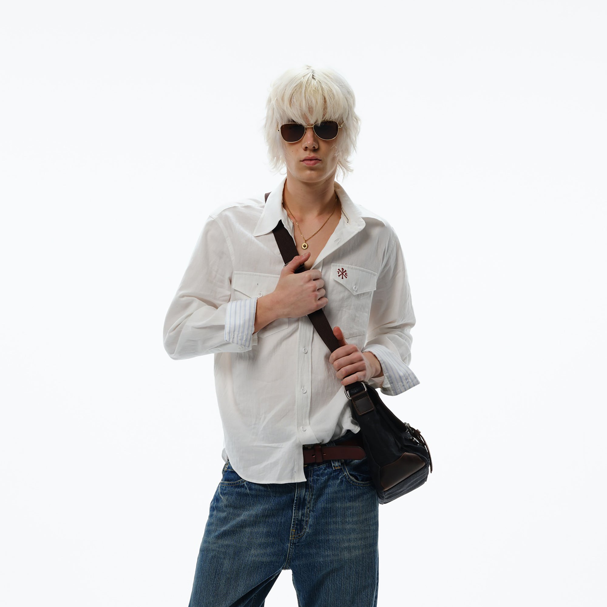 TRECLUB Retro Embroidered Solid Shirt, premium urban and streetwear designers apparel on PROJECTISR.com, TRECLUB