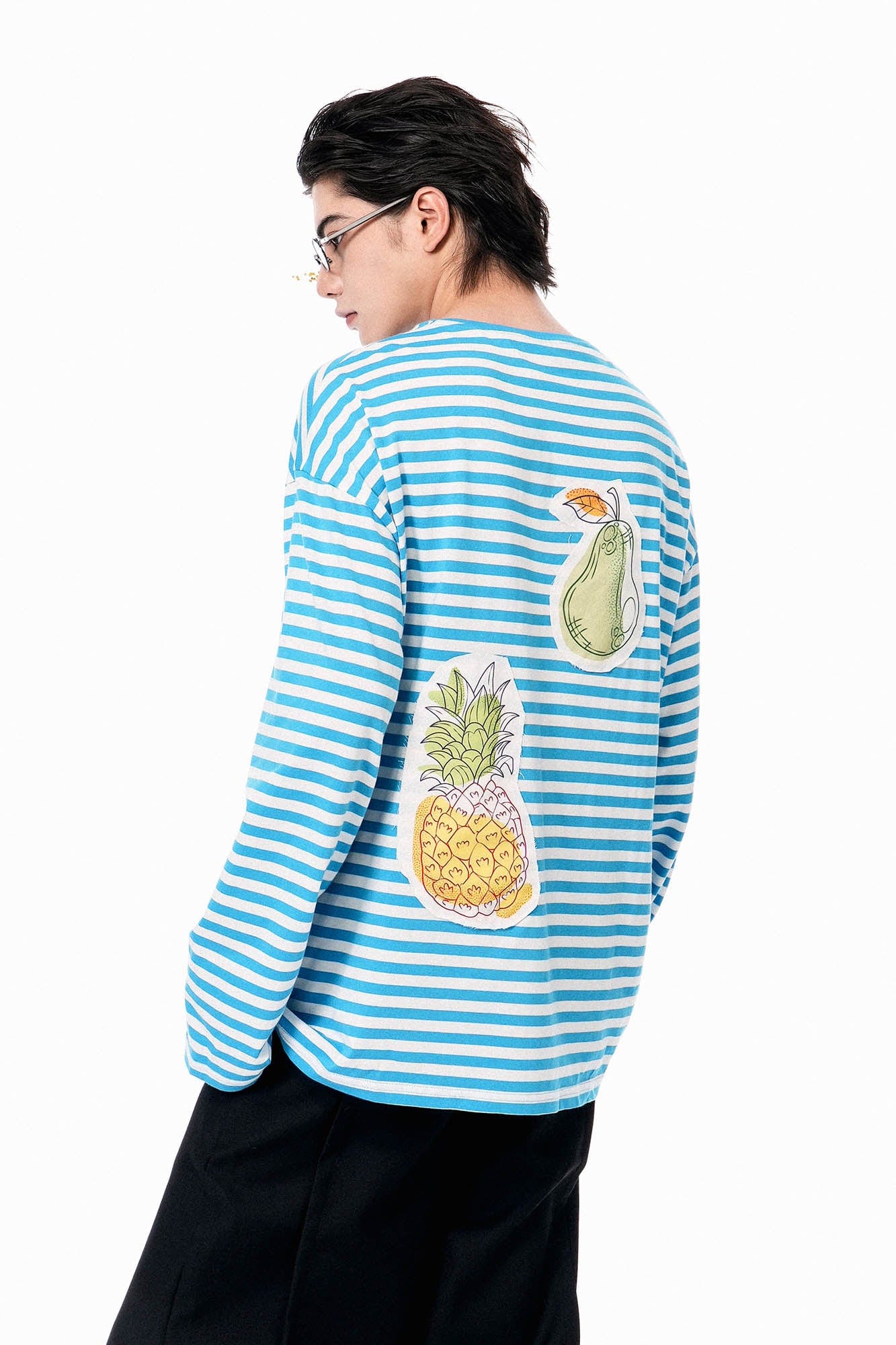 OIPWORD Snack Patchwork Striped Long-Sleeve Tee, premium urban and streetwear designers apparel on PROJECTISR.com, OIPWORD