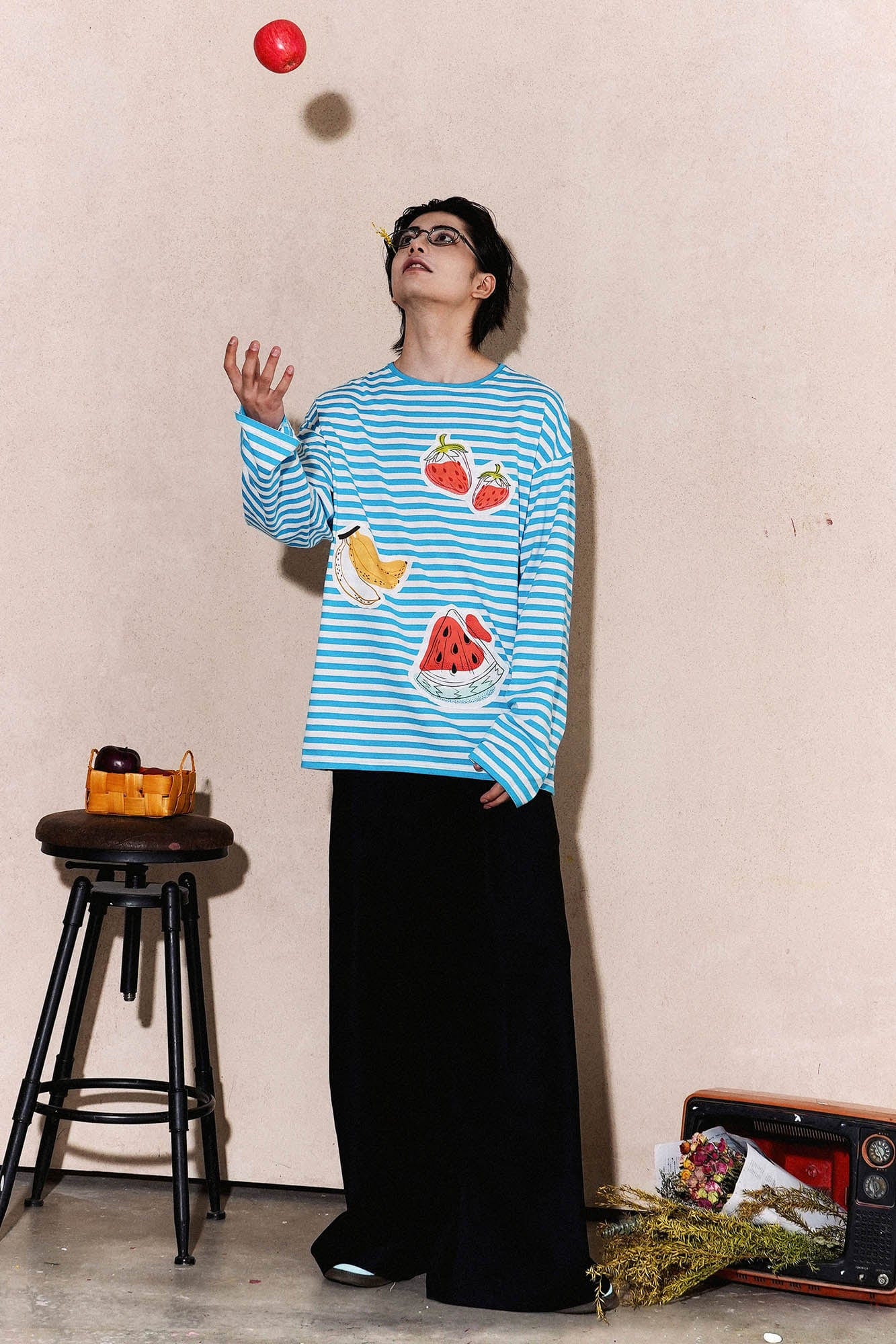 OIPWORD Snack Patchwork Striped Long-Sleeve Tee, premium urban and streetwear designers apparel on PROJECTISR.com, OIPWORD
