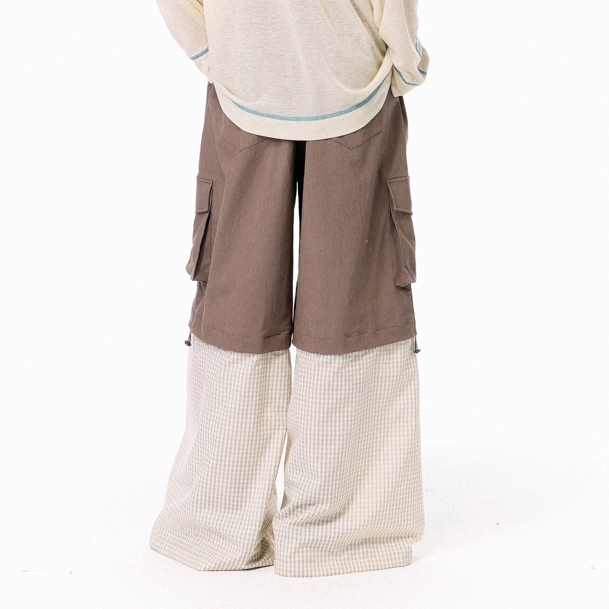 OIPWORD Detachable Plaid Multi-Pocket Wide-Leg Cargo, premium urban and streetwear designers apparel on PROJECTISR.com, OIPWORD