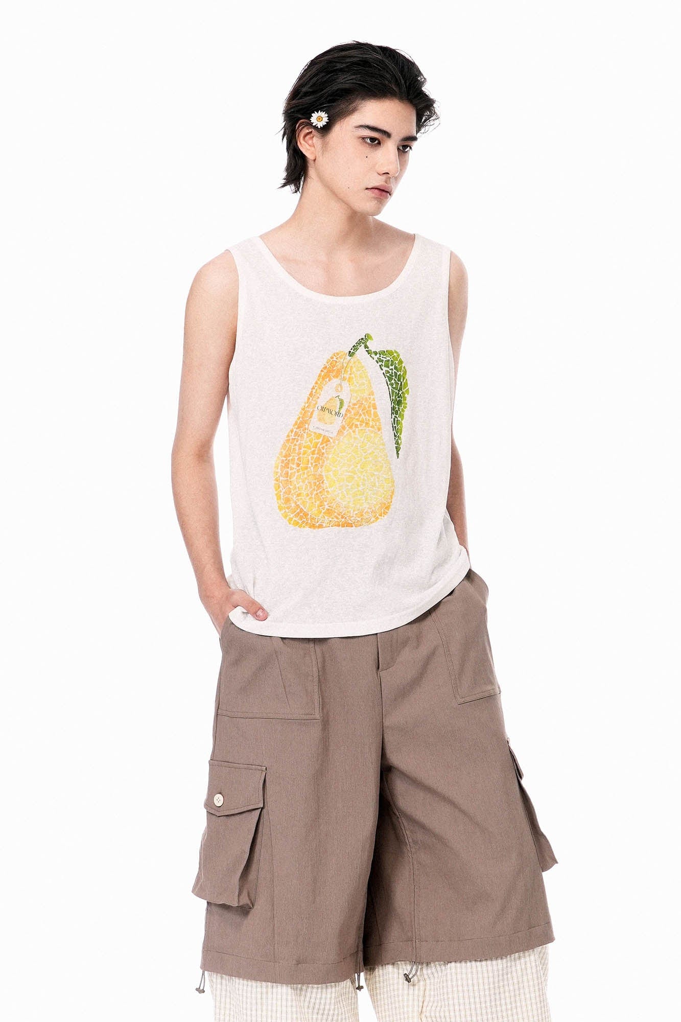 OIPWORD Mosaic Pear Graphic Tank Top, premium urban and streetwear designers apparel on PROJECTISR.com, OIPWORD