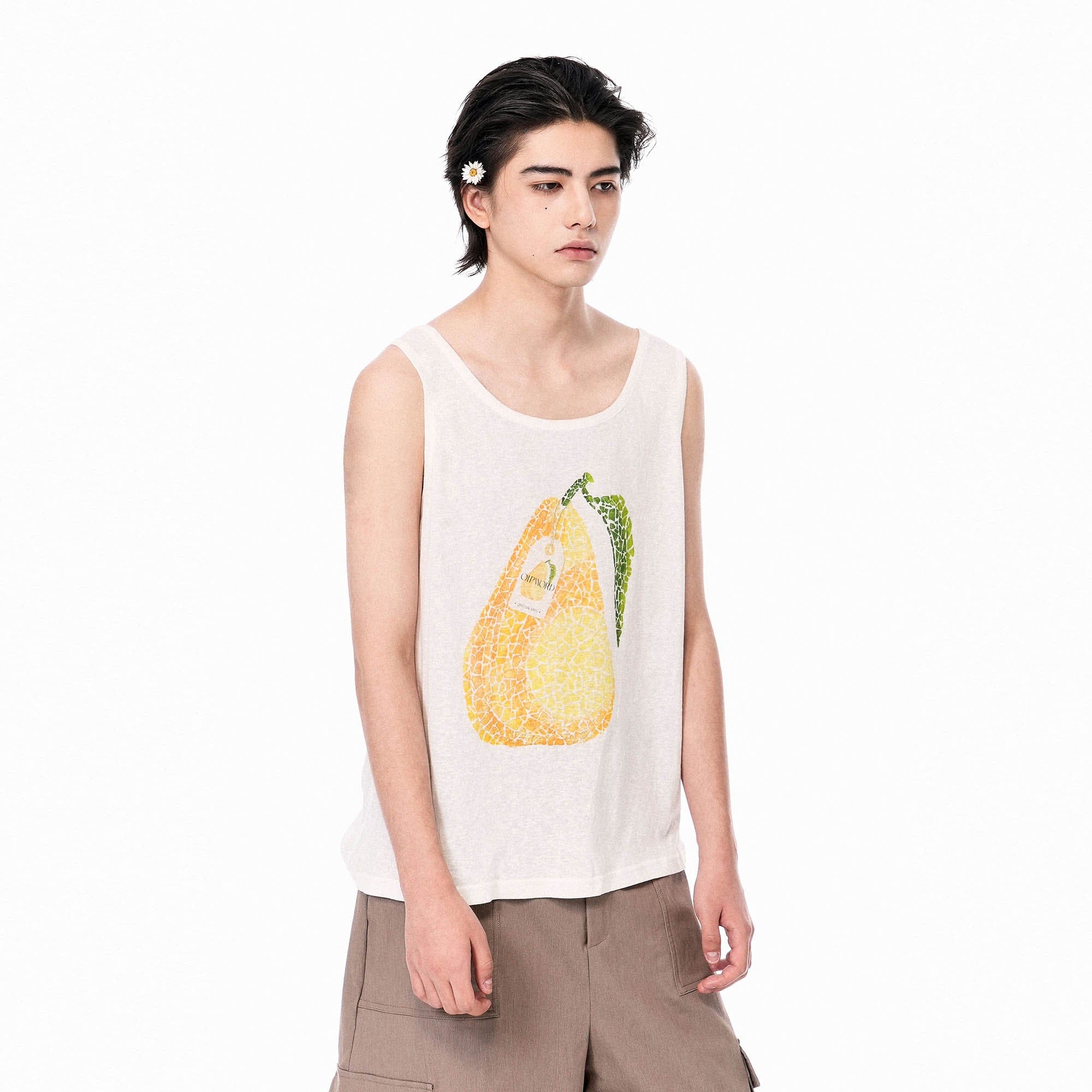 OIPWORD Mosaic Pear Graphic Tank Top, premium urban and streetwear designers apparel on PROJECTISR.com, OIPWORD