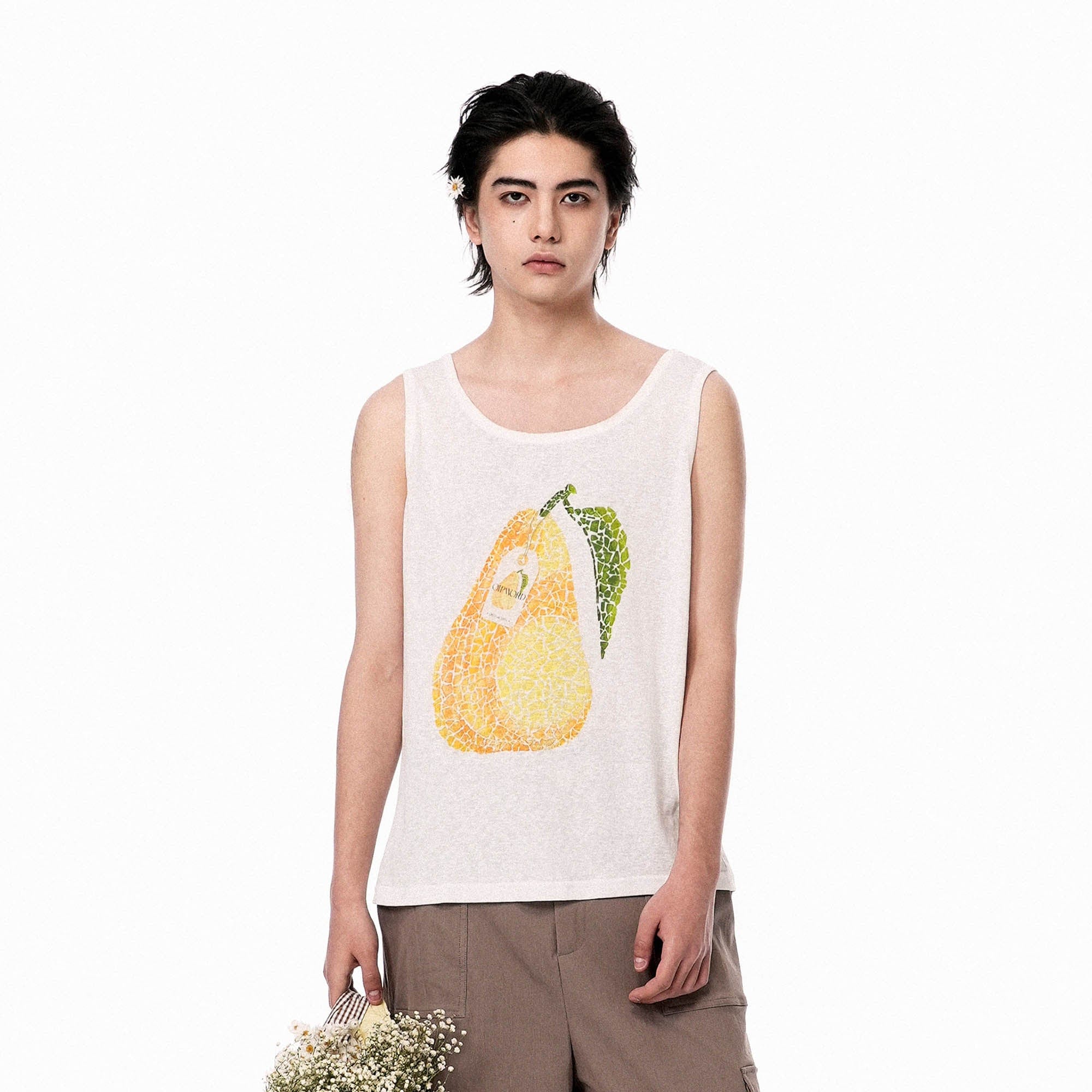 OIPWORD Mosaic Pear Graphic Tank Top, premium urban and streetwear designers apparel on PROJECTISR.com, OIPWORD