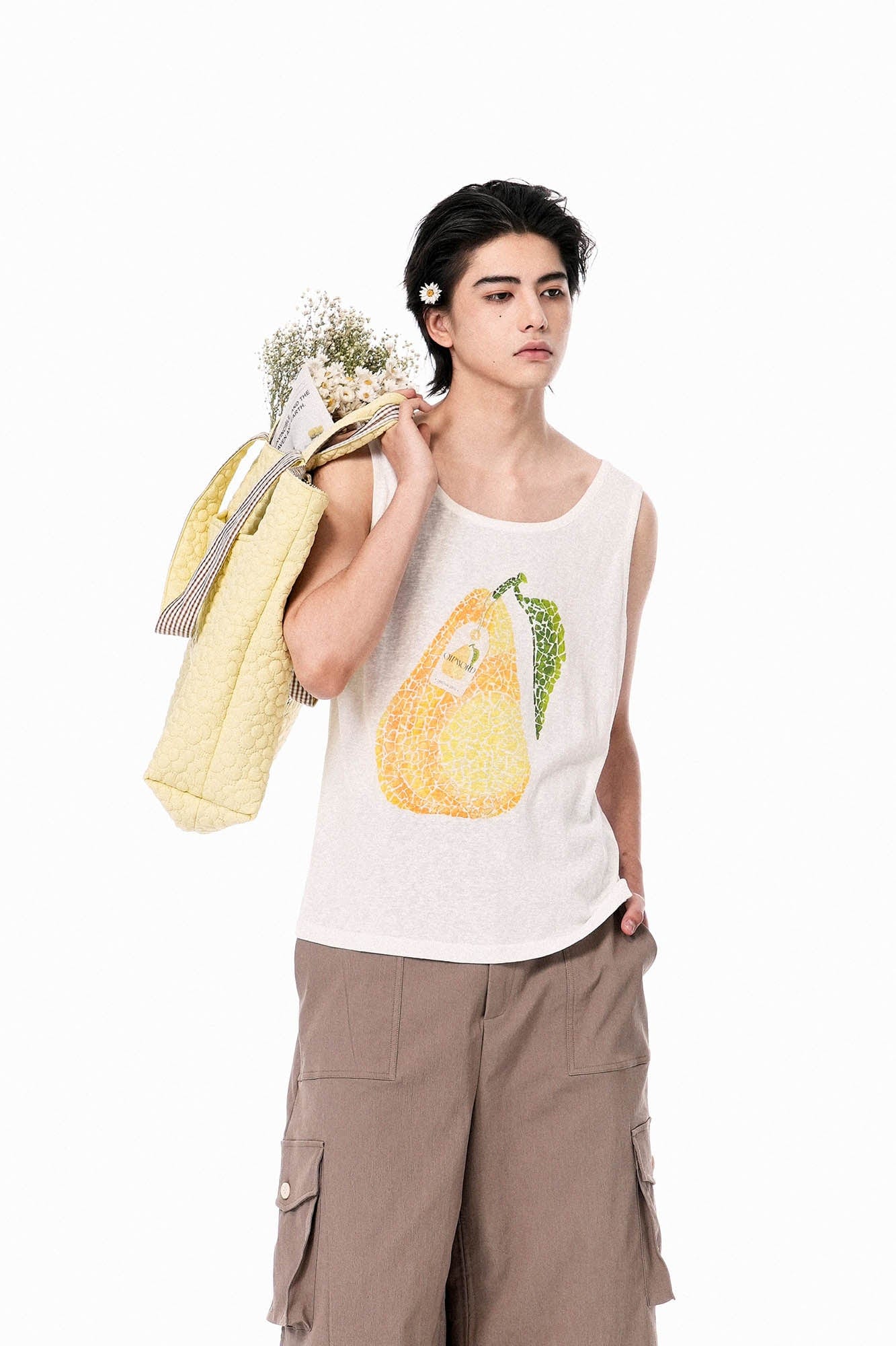 OIPWORD Mosaic Pear Graphic Tank Top, premium urban and streetwear designers apparel on PROJECTISR.com, OIPWORD