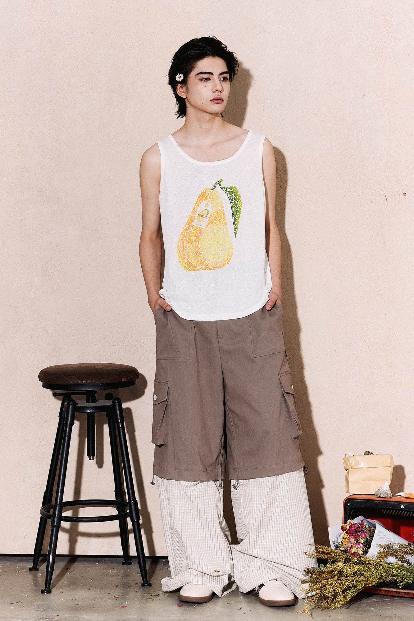 OIPWORD Mosaic Pear Graphic Tank Top, premium urban and streetwear designers apparel on PROJECTISR.com, OIPWORD