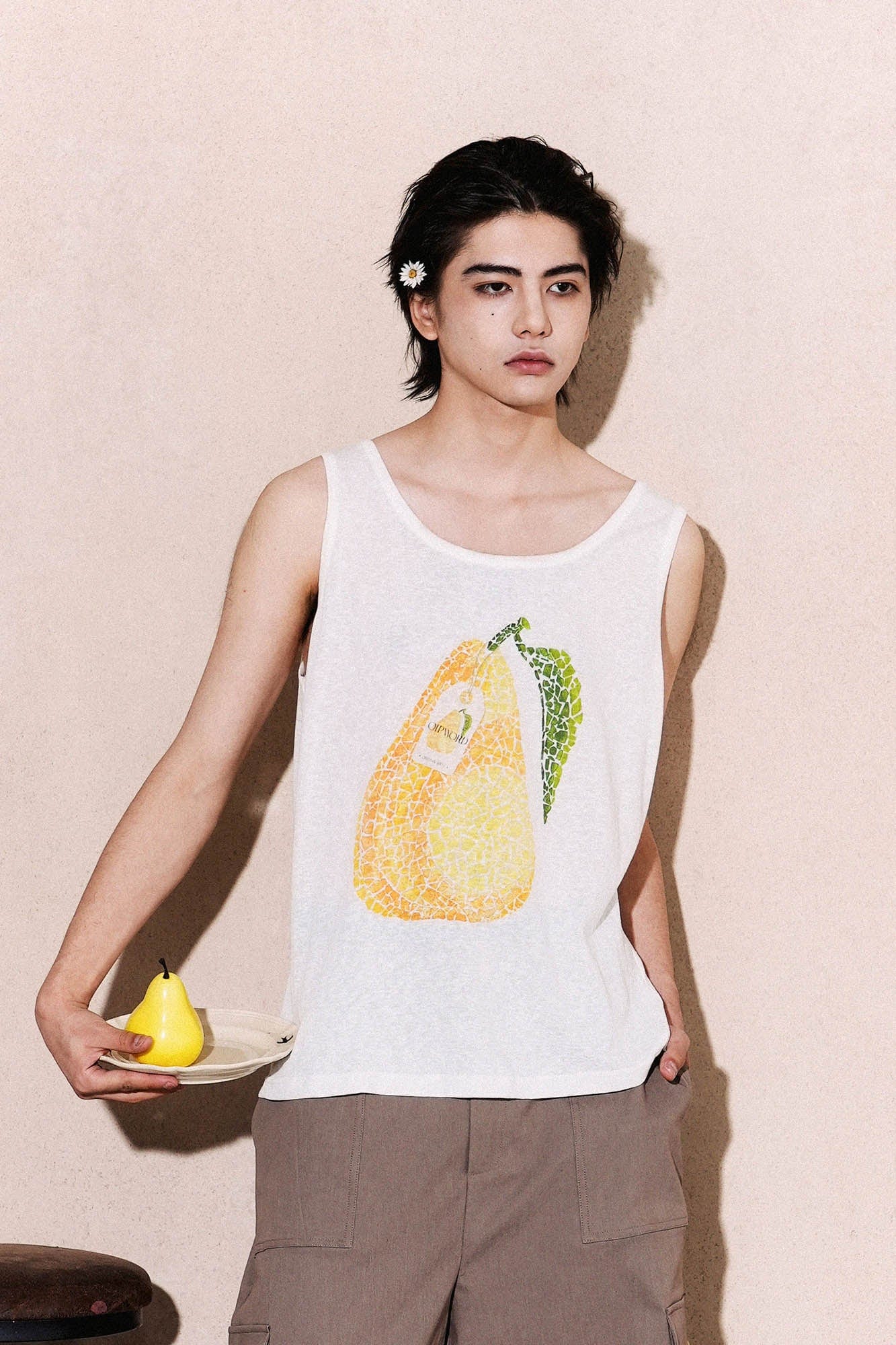 OIPWORD Mosaic Pear Graphic Tank Top, premium urban and streetwear designers apparel on PROJECTISR.com, OIPWORD
