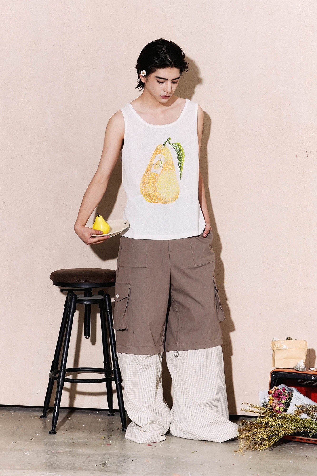 OIPWORD Mosaic Pear Graphic Tank Top, premium urban and streetwear designers apparel on PROJECTISR.com, OIPWORD