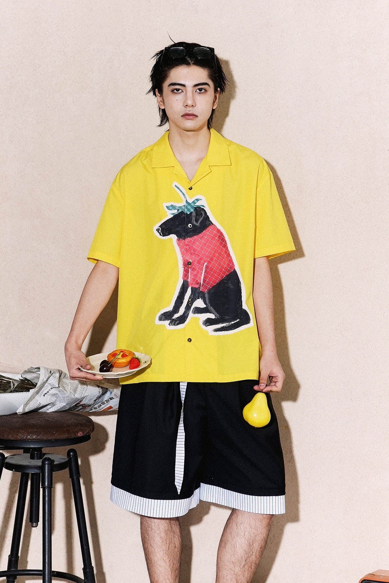 OIPWORD Strawberry Dog Graphic Half Shirt, premium urban and streetwear designers apparel on PROJECTISR.com, OIPWORD