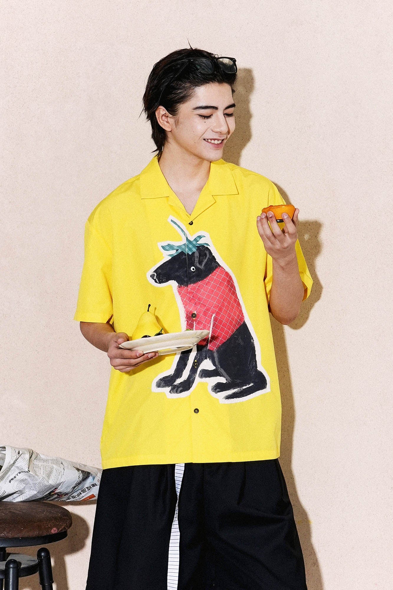 OIPWORD Strawberry Dog Graphic Half Shirt, premium urban and streetwear designers apparel on PROJECTISR.com, OIPWORD