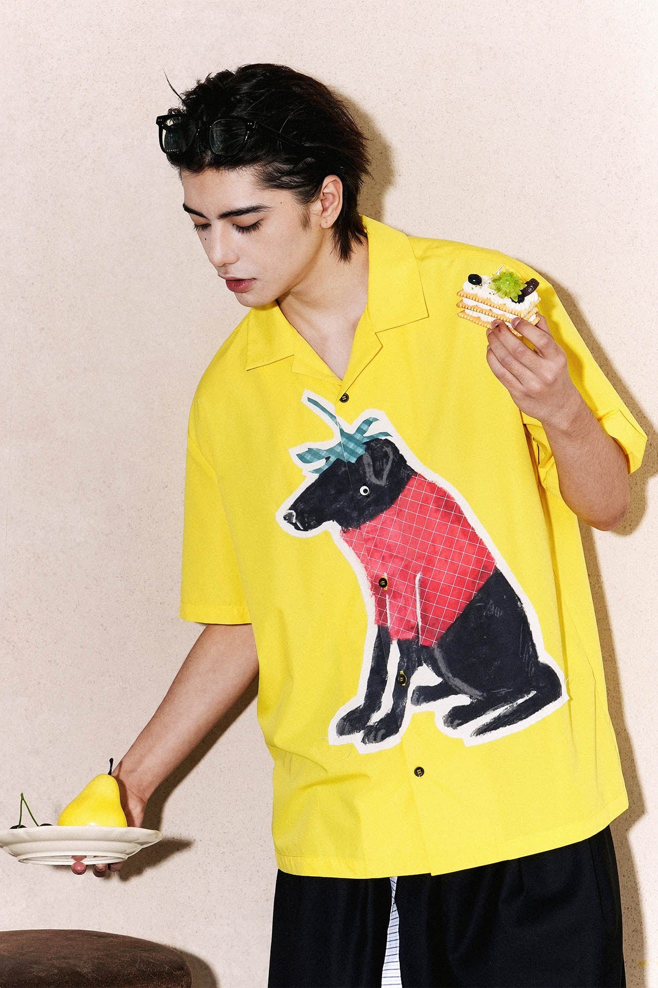OIPWORD Strawberry Dog Graphic Half Shirt, premium urban and streetwear designers apparel on PROJECTISR.com, OIPWORD