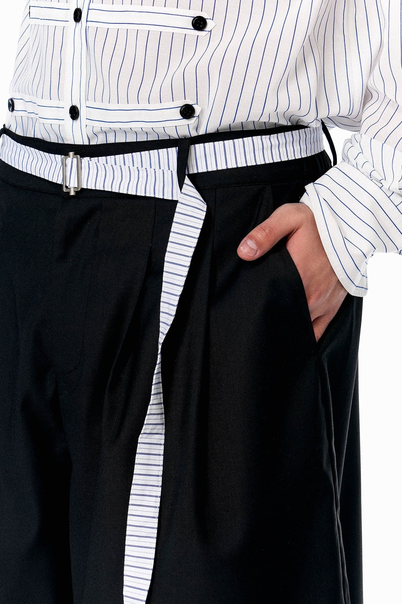 OIPWORD Panelled Stripe Hem Shorts, premium urban and streetwear designers apparel on PROJECTISR.com, OIPWORD