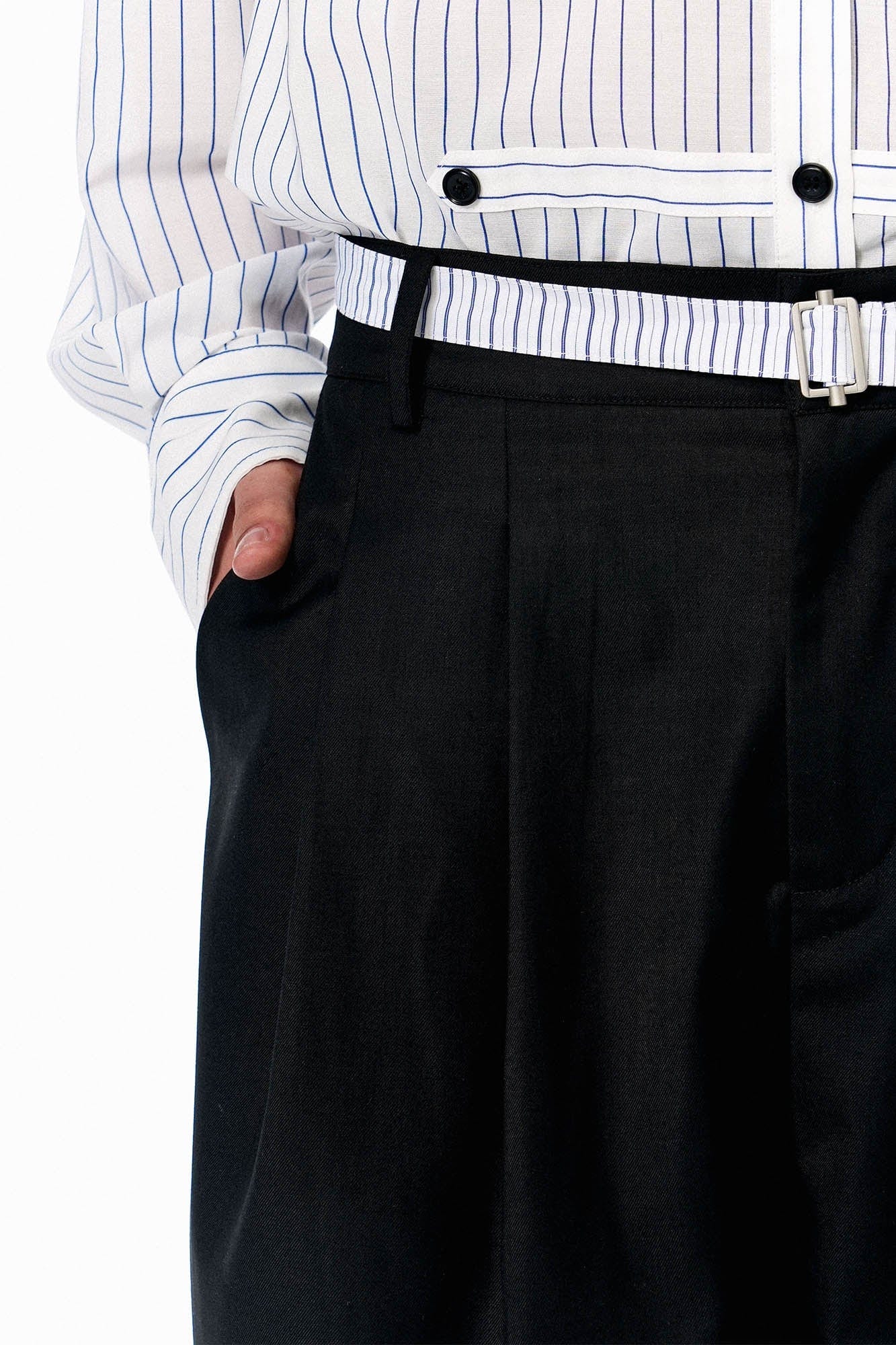 OIPWORD Panelled Stripe Hem Shorts, premium urban and streetwear designers apparel on PROJECTISR.com, OIPWORD