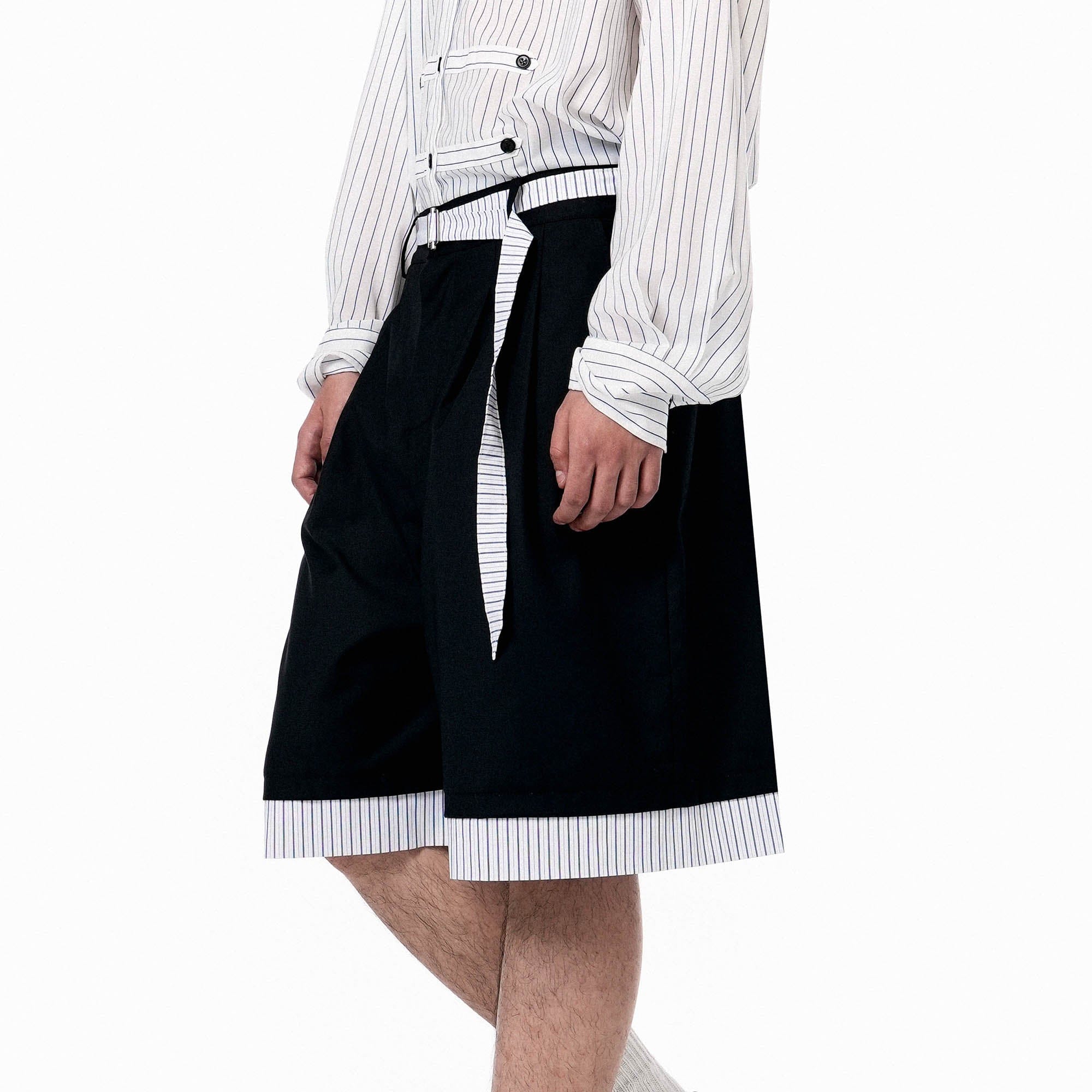 OIPWORD Panelled Stripe Hem Shorts, premium urban and streetwear designers apparel on PROJECTISR.com, OIPWORD