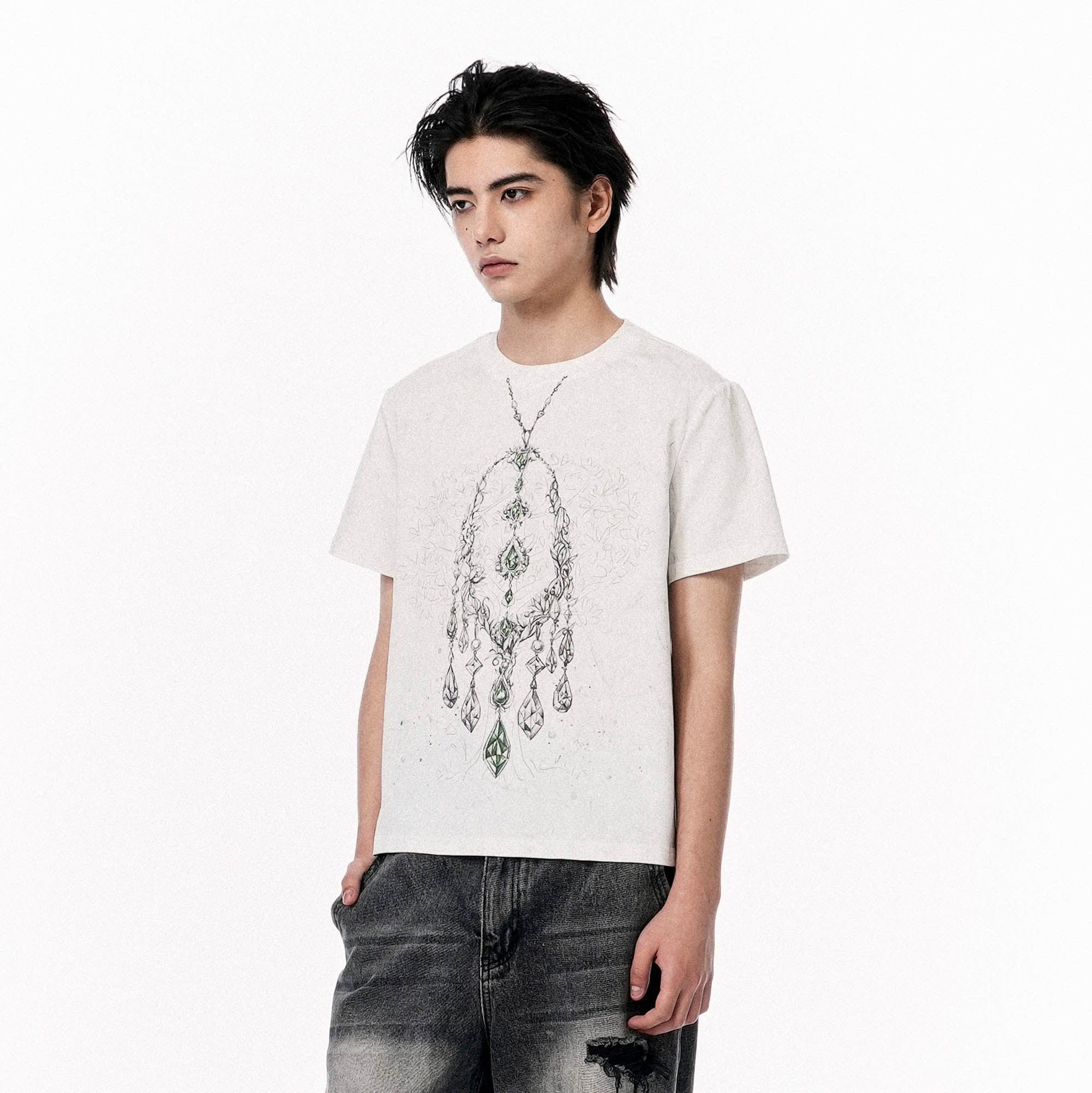 OIPWORD Crystal Necklace Graphic T-Shirt, premium urban and streetwear designers apparel on PROJECTISR.com, OIPWORD