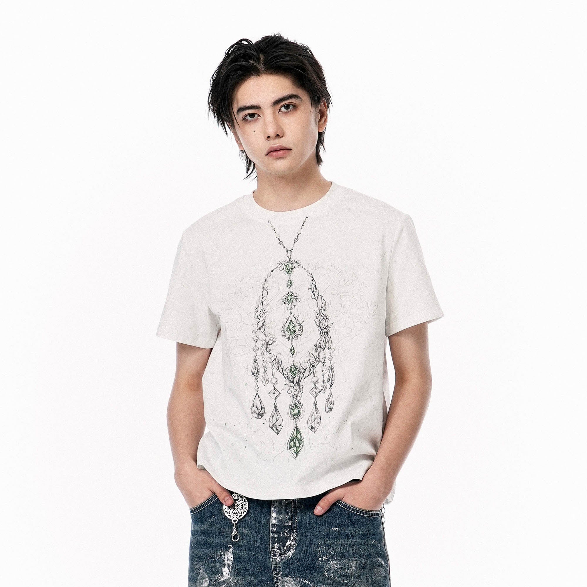 OIPWORD Crystal Necklace Graphic T-Shirt, premium urban and streetwear designers apparel on PROJECTISR.com, OIPWORD