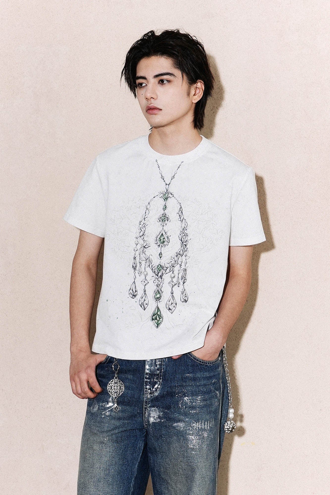 OIPWORD Crystal Necklace Graphic T-Shirt, premium urban and streetwear designers apparel on PROJECTISR.com, OIPWORD