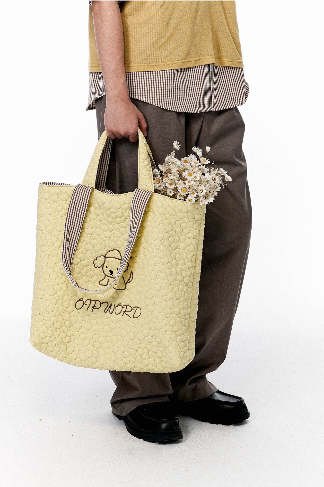 OIPWORD Reversible Quilted & Check Tote Bag, premium urban and streetwear designers apparel on PROJECTISR.com, OIPWORD