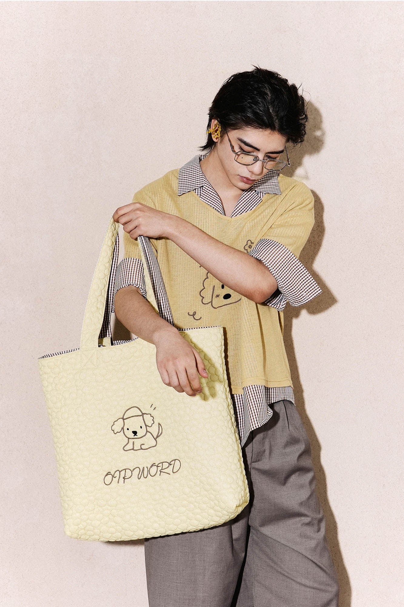 OIPWORD Reversible Quilted & Check Tote Bag, premium urban and streetwear designers apparel on PROJECTISR.com, OIPWORD