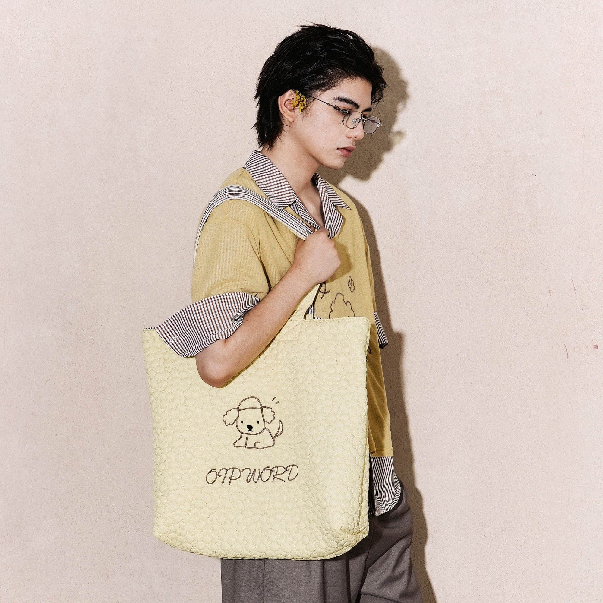 OIPWORD Reversible Quilted & Check Tote Bag, premium urban and streetwear designers apparel on PROJECTISR.com, OIPWORD
