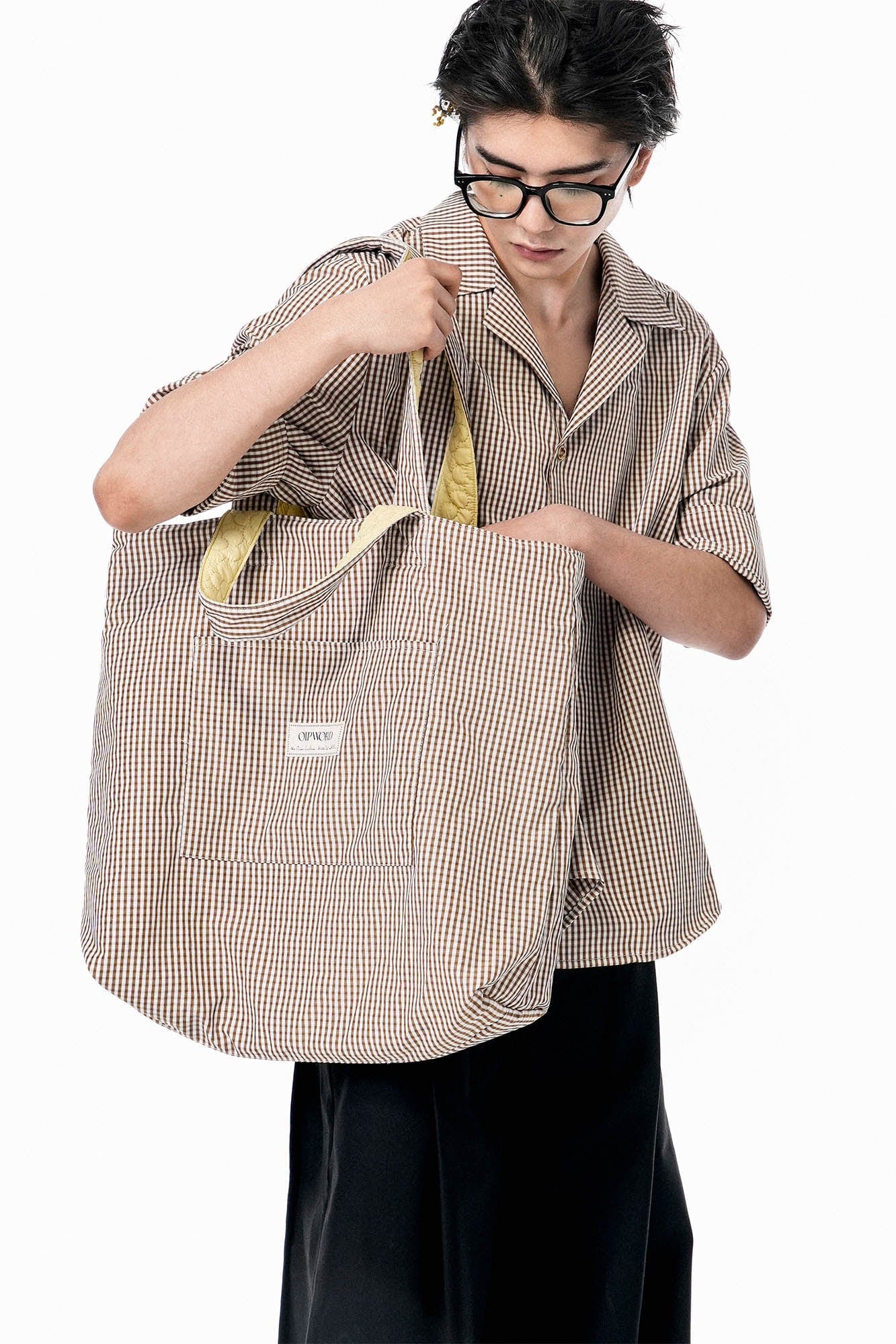 OIPWORD Reversible Quilted & Check Tote Bag, premium urban and streetwear designers apparel on PROJECTISR.com, OIPWORD