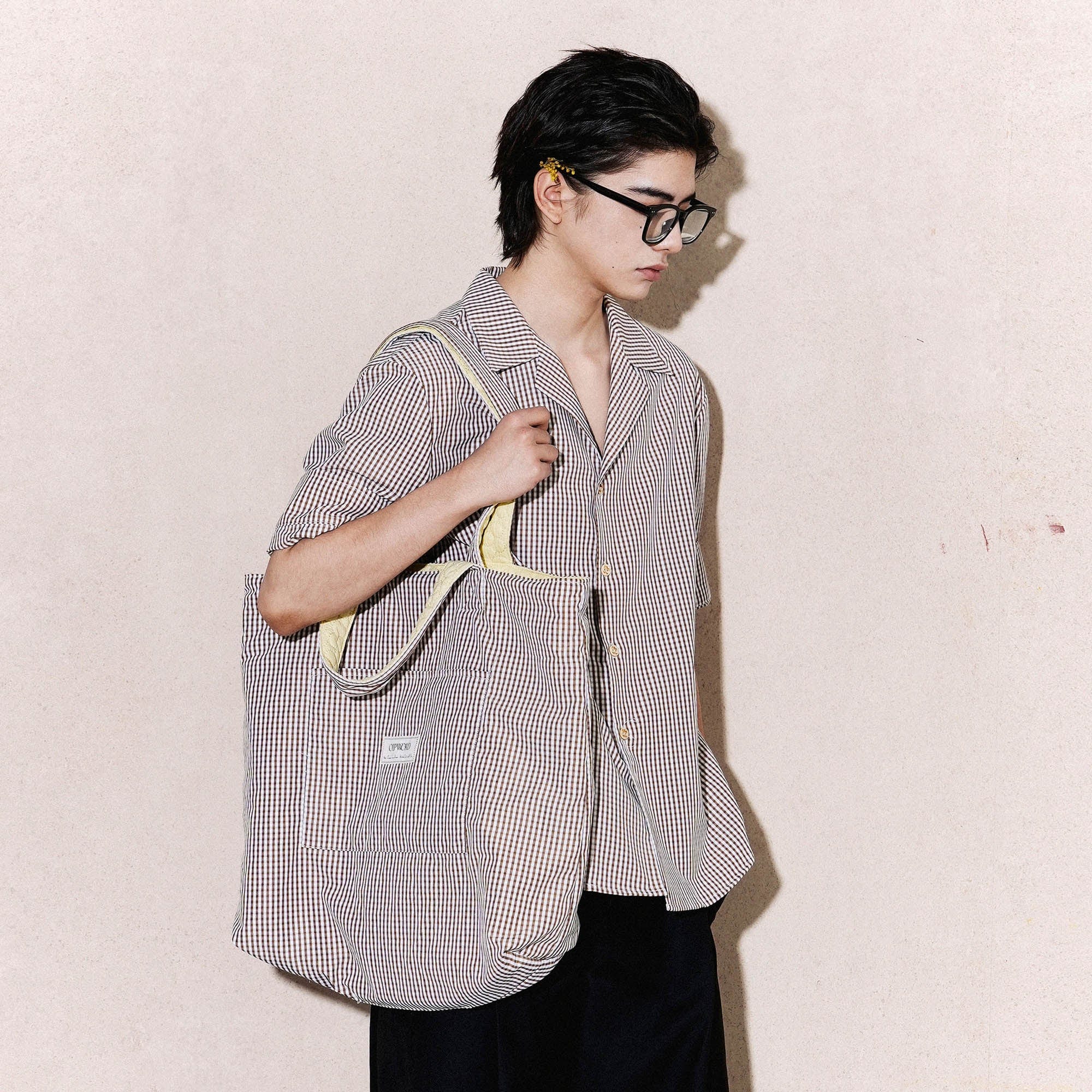 OIPWORD Reversible Quilted & Check Tote Bag, premium urban and streetwear designers apparel on PROJECTISR.com, OIPWORD