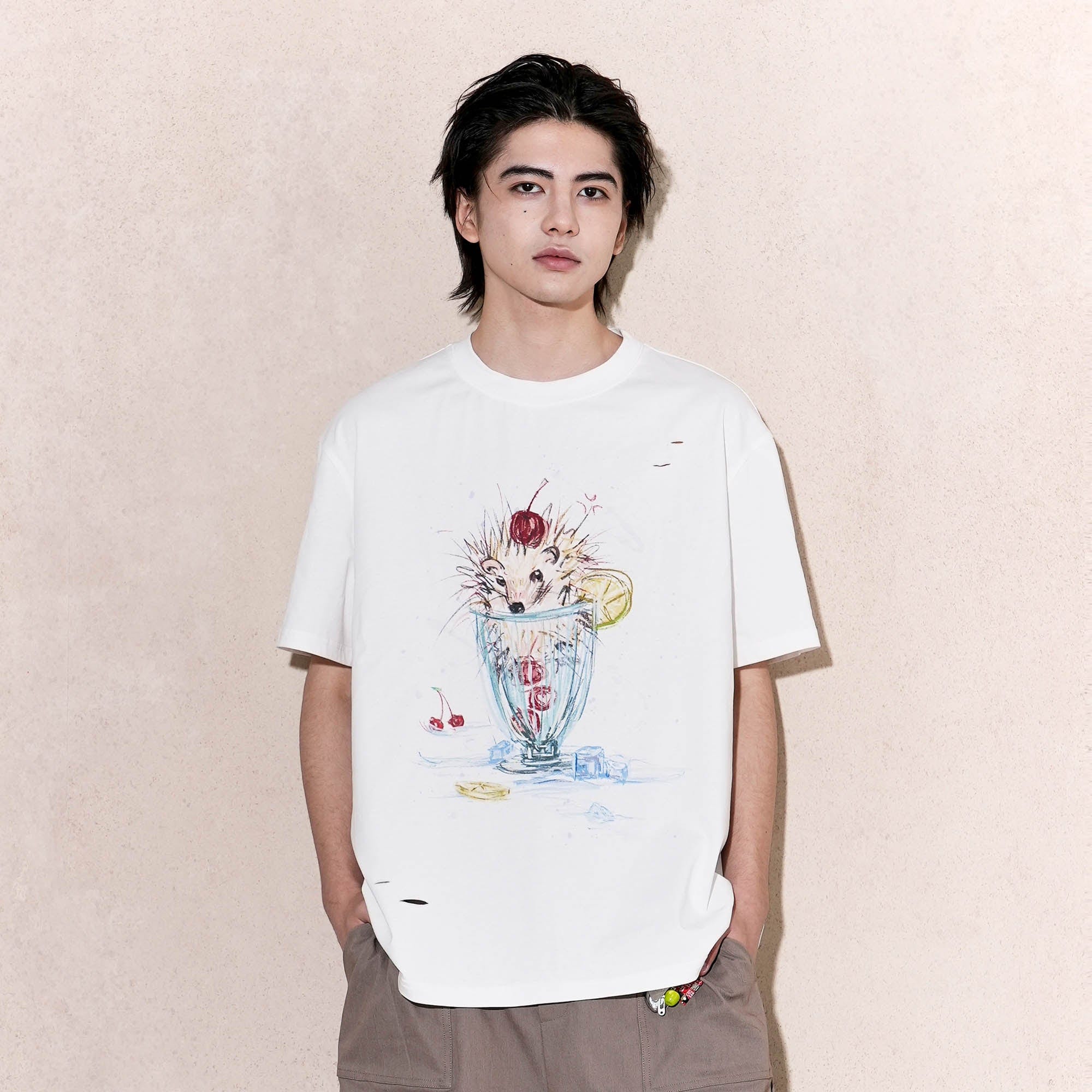 OIPWORD Cherry Hedgehog Graphic T-Shirt, premium urban and streetwear designers apparel on PROJECTISR.com, OIPWORD