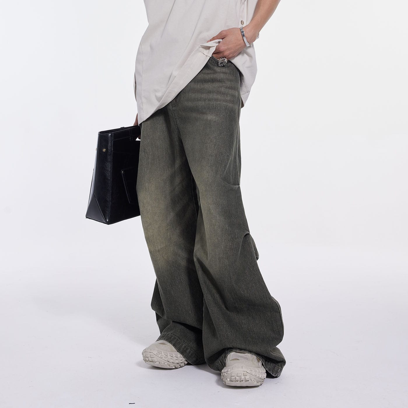 WHISTLEHUNTER Triple Washed Drape Jeans Grey, premium urban and streetwear designers apparel on PROJECTISR.com, WHISTLEHUNTER