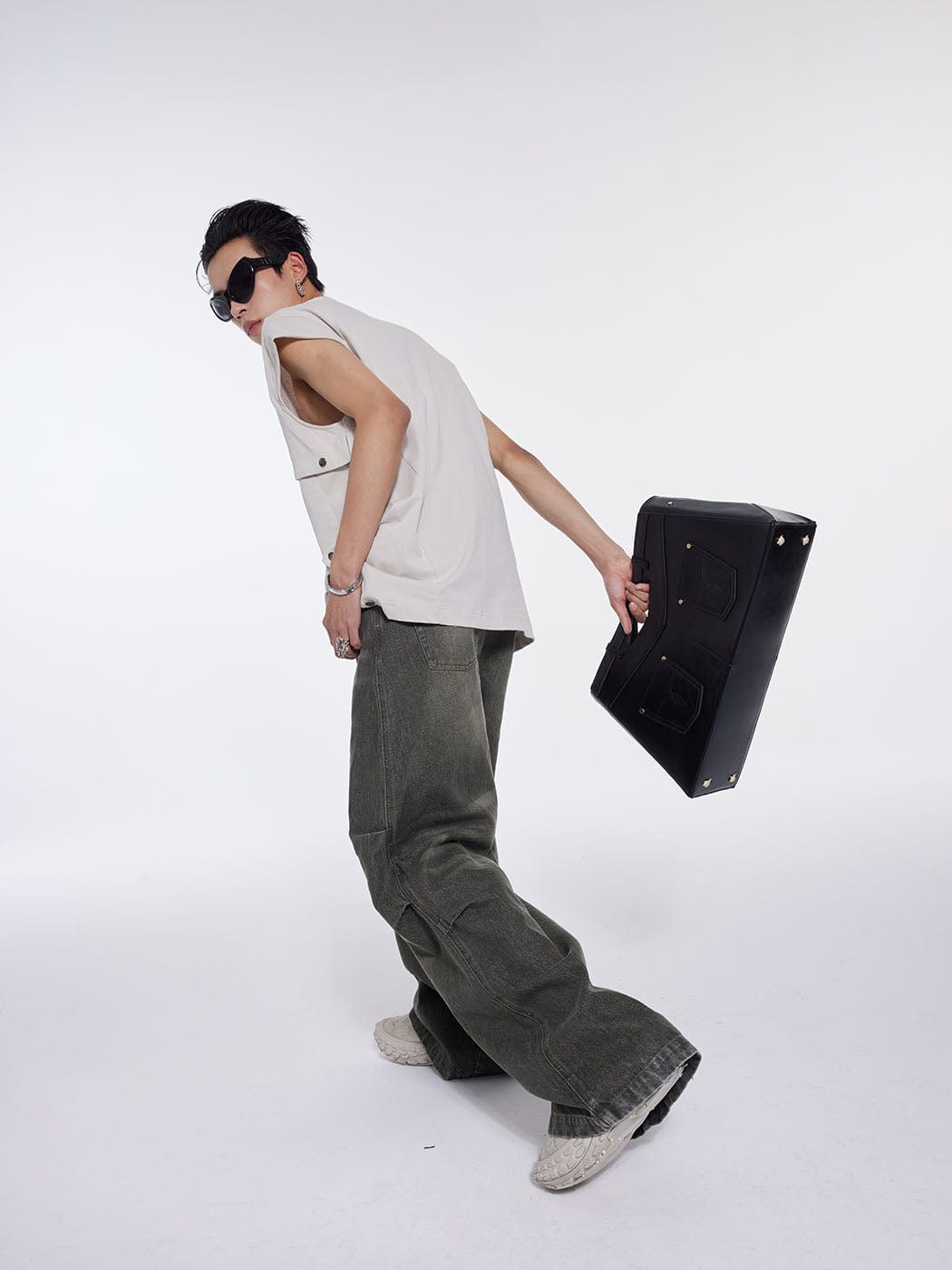 WHISTLEHUNTER Triple Washed Drape Jeans Grey, premium urban and streetwear designers apparel on PROJECTISR.com, WHISTLEHUNTER