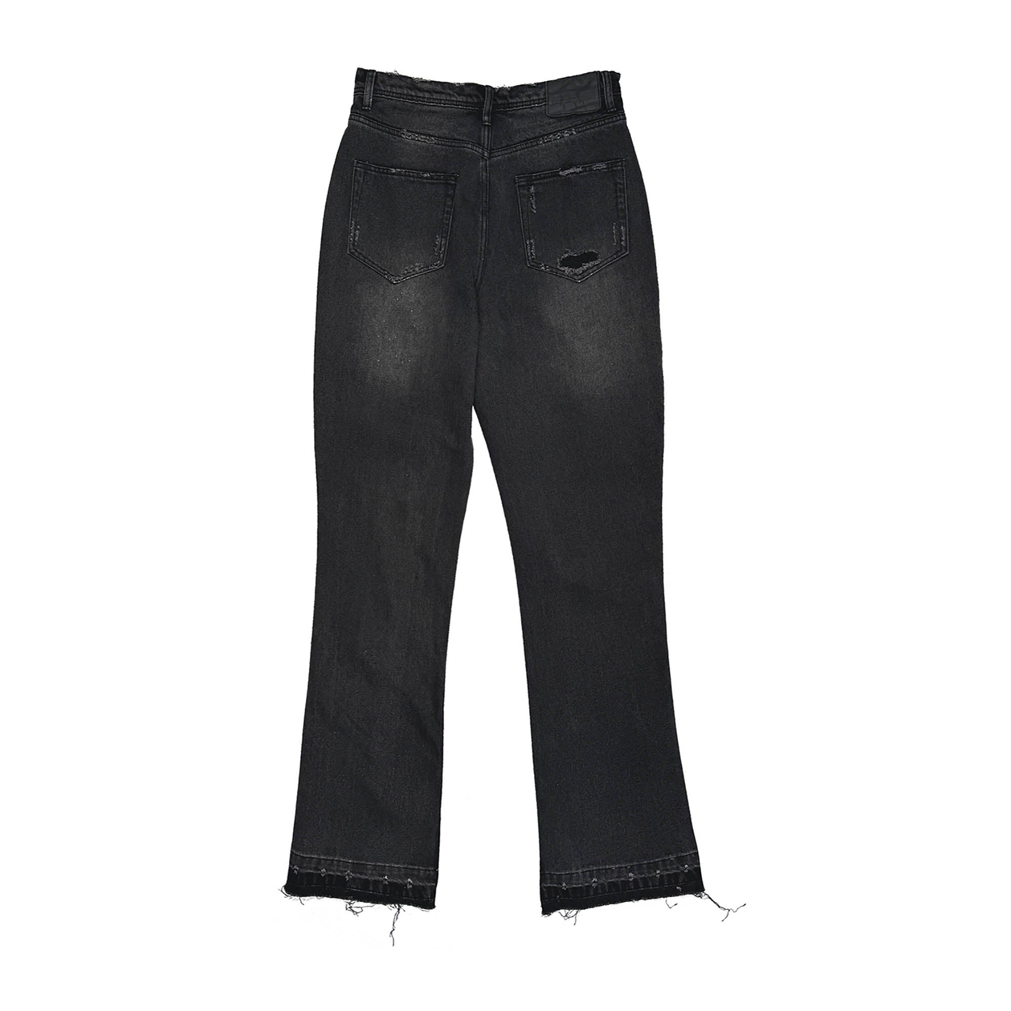 RICHILL Rust-Stained Distressed Flared Jeans, premium urban and streetwear designers apparel on PROJECTISR.com, RICHILL
