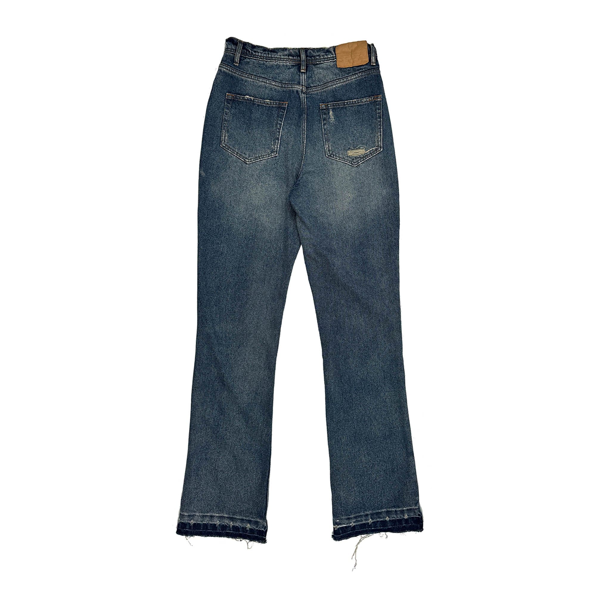 RICHILL Rust-Stained Distressed Flared Jeans, premium urban and streetwear designers apparel on PROJECTISR.com, RICHILL