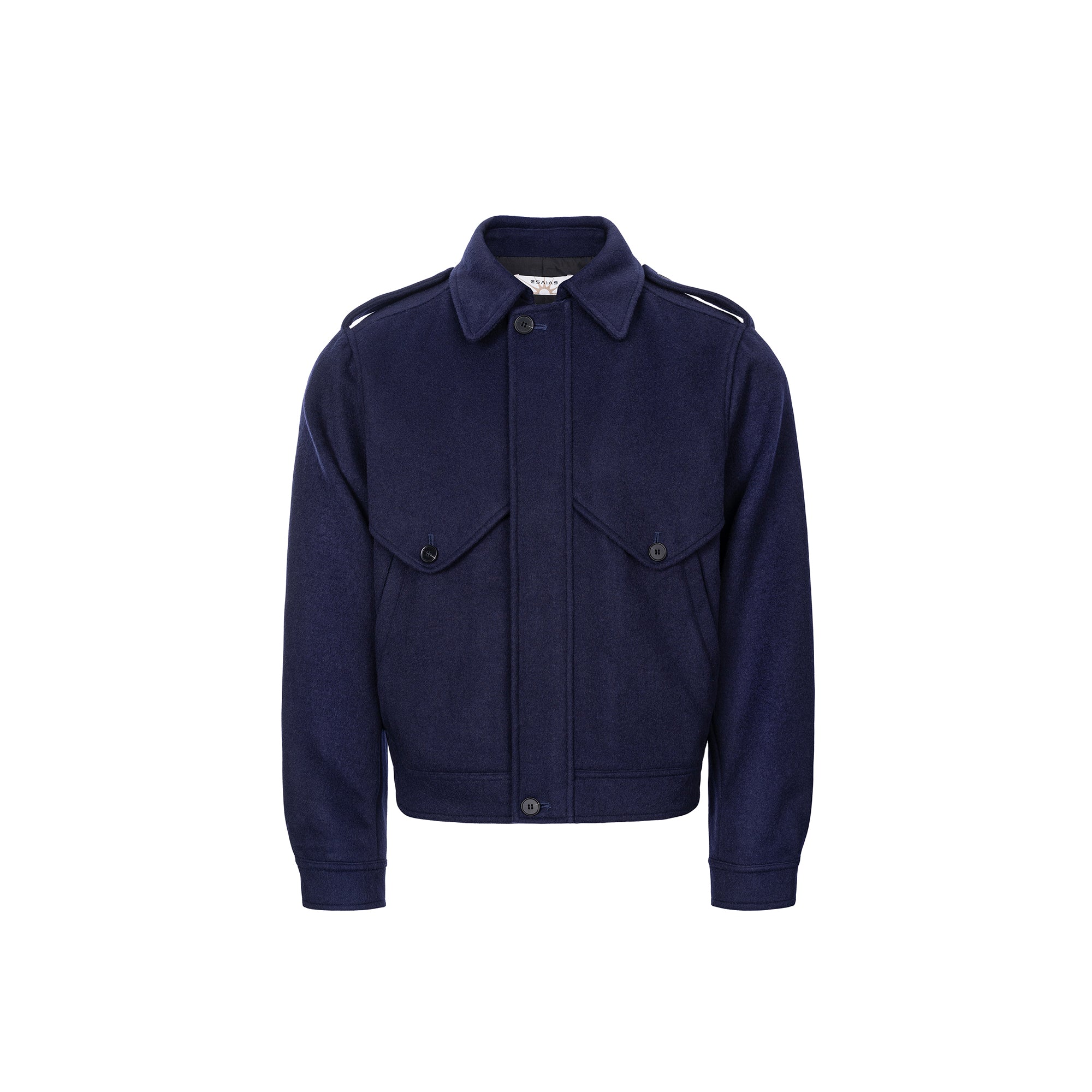 ESAIAS Detachable Scarf-Collar Wool-Blend Jacket